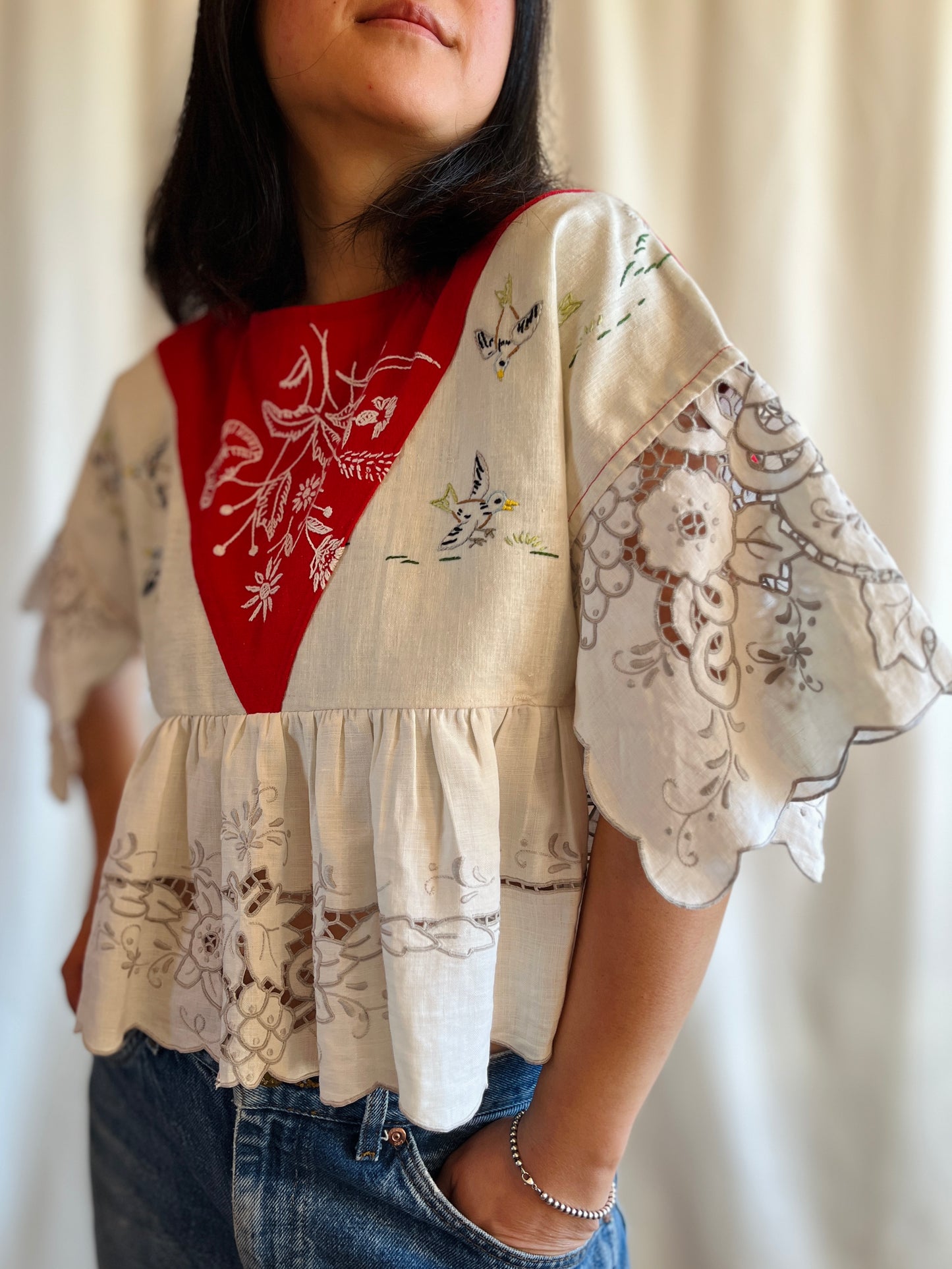 Little birdies patchwork Dolly Blouse