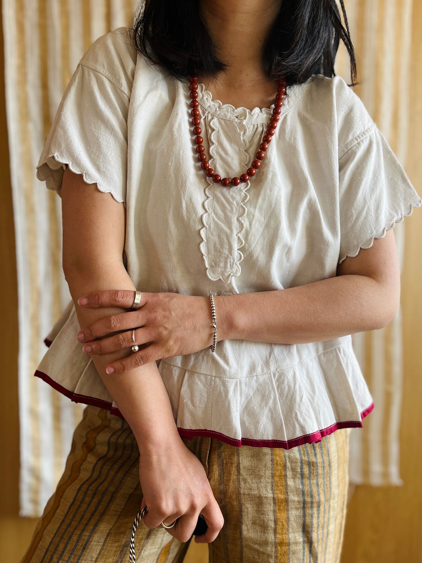 19th Century French Nightgown Turns pleated tunic