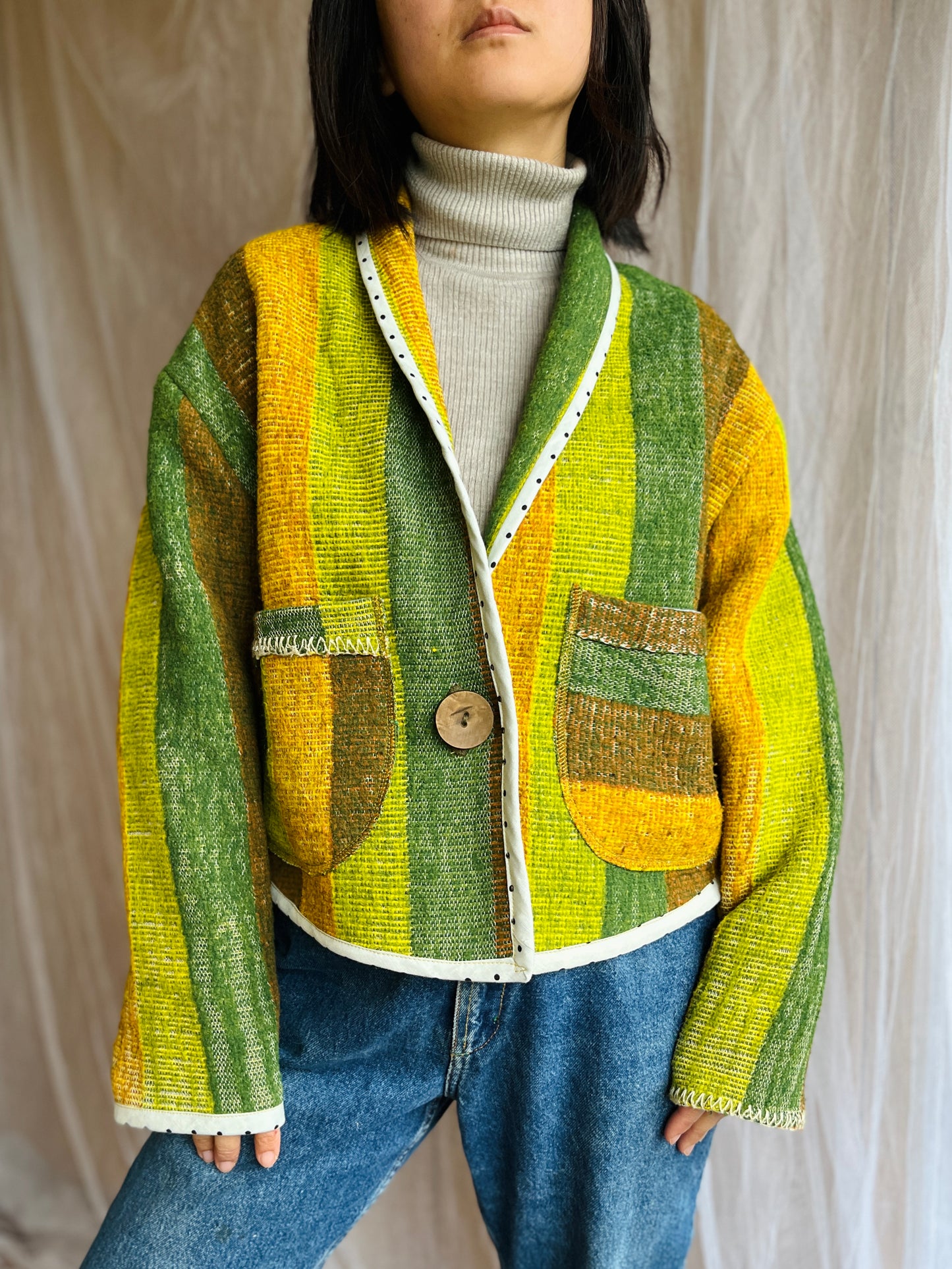 Repurpose vintage roadtrip wool blanket turns Jacket Blazer