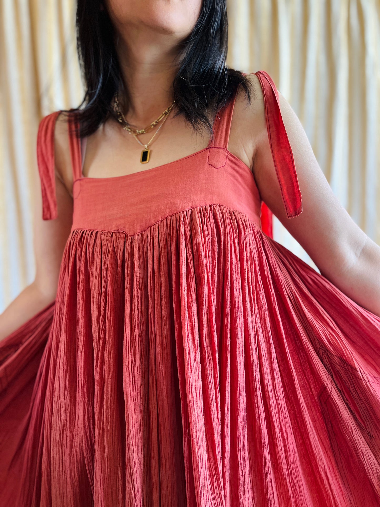 Torrid Coral Pink 70s cheesecloth full circle sundress