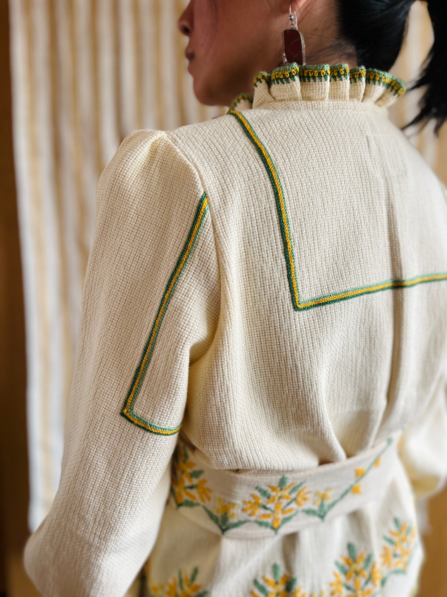 Waffle Cotton Spring Jacket with Matching Belt