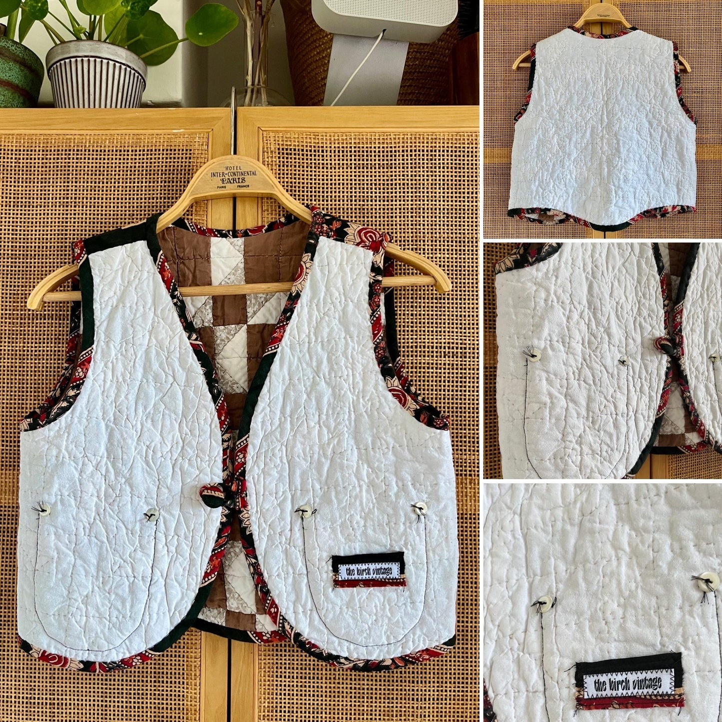 Reversible vintage hand quilted waistcoat