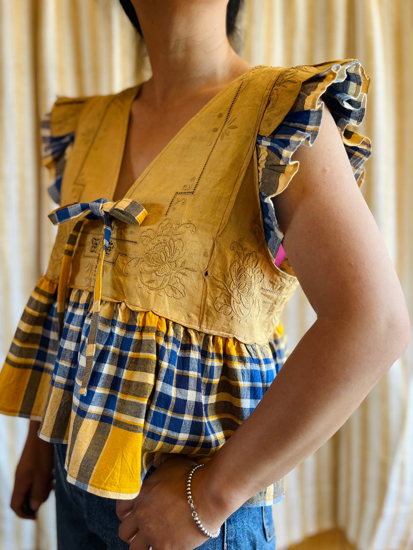 Passion Dyes - Gold gingham double ruffled Dolly
