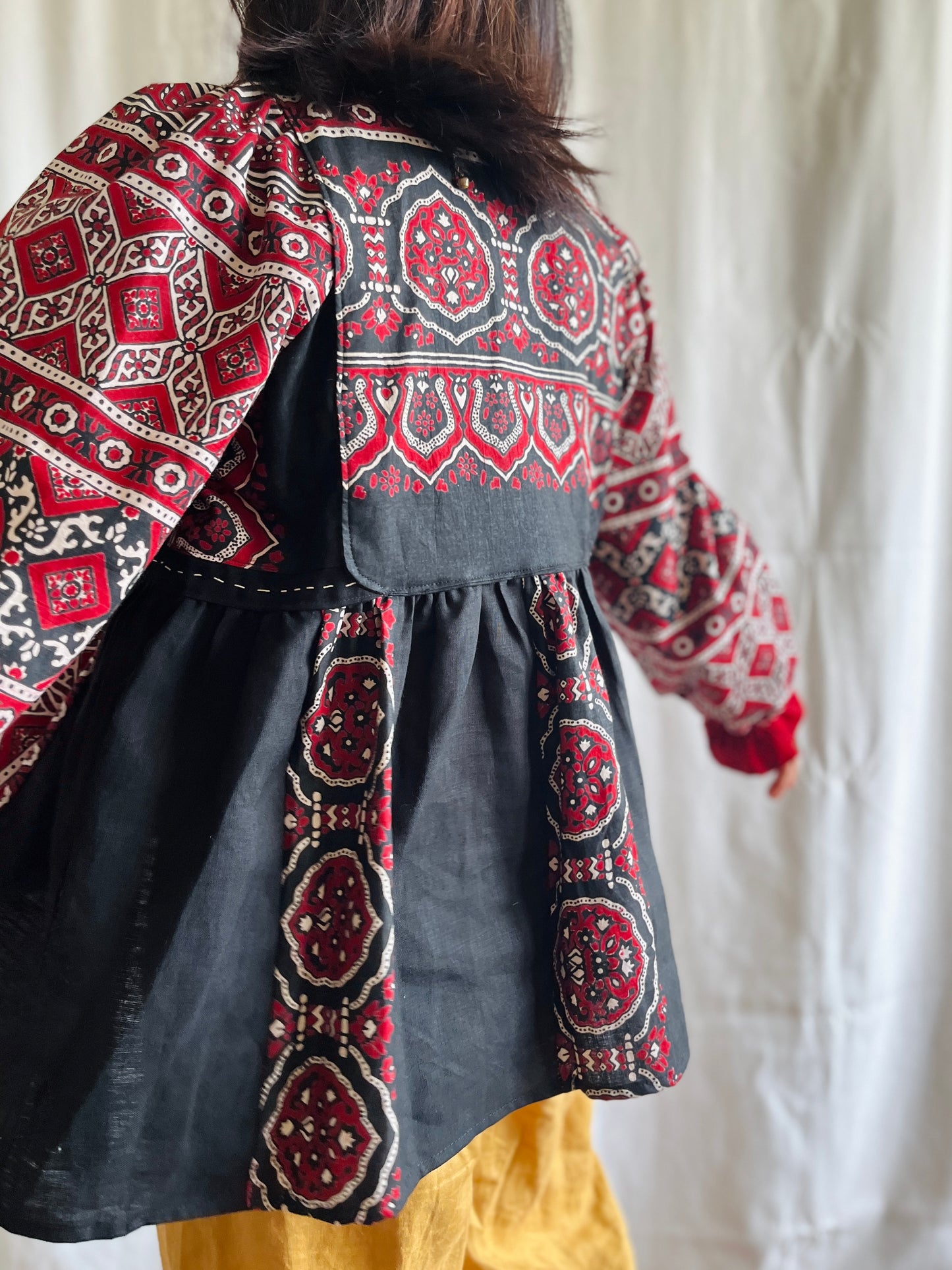 Silky Block Print Goddess Tunic/ Light Jacket