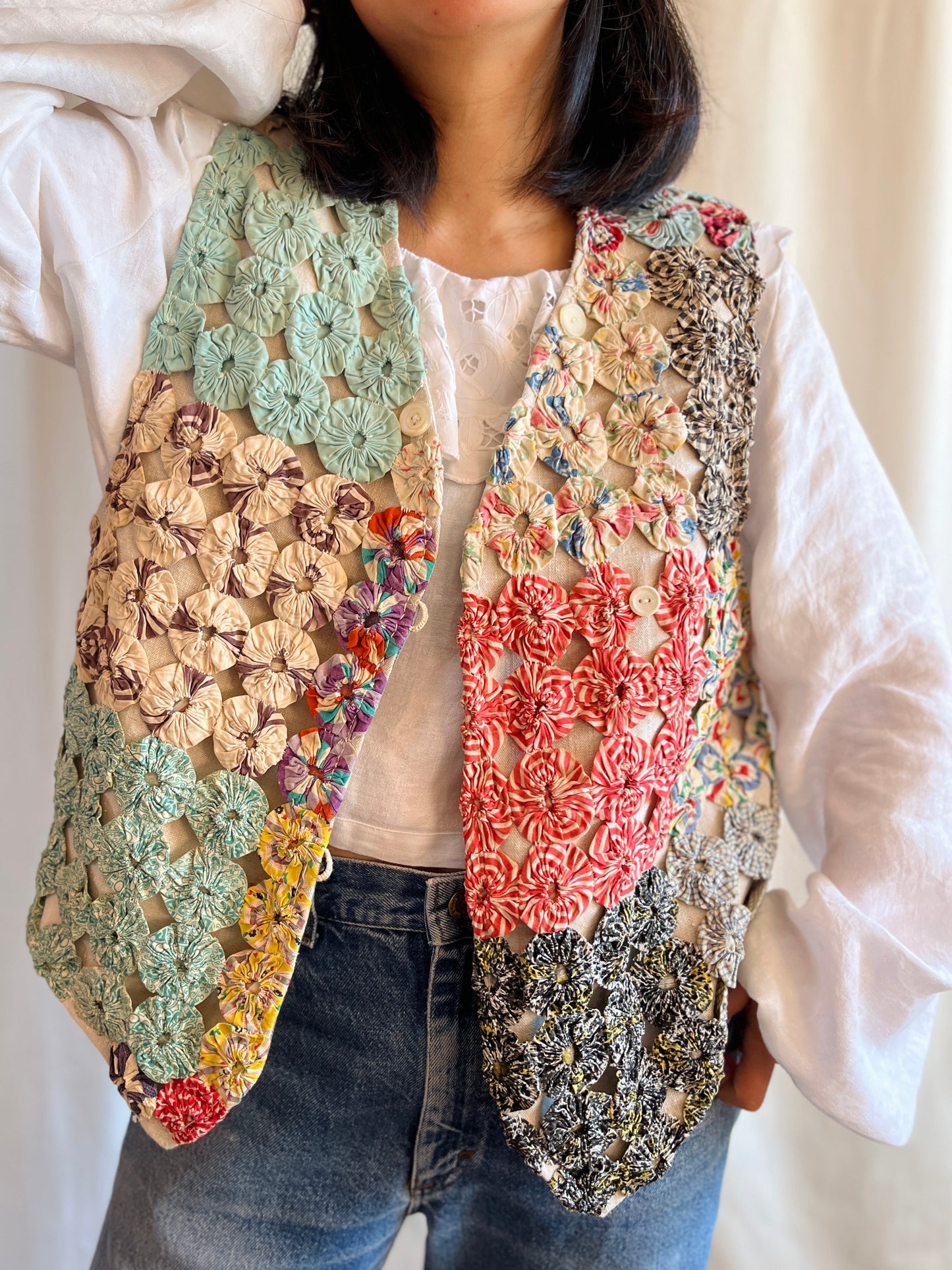Antique Yo-Yo quilted waistcoat