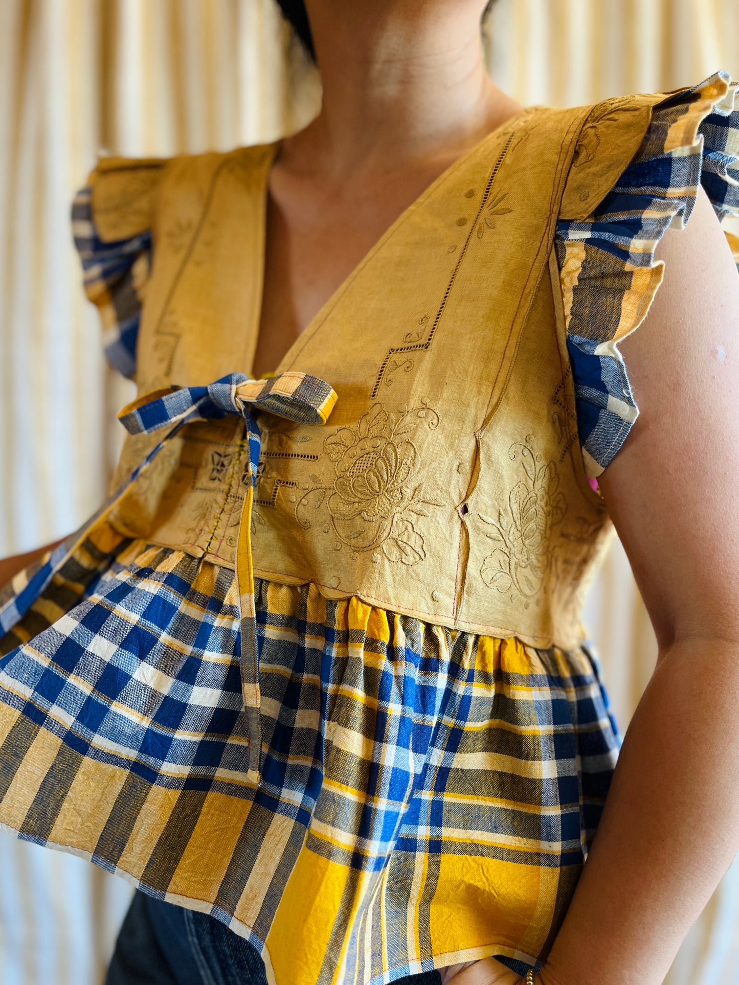 Passion Dyes - Gold gingham double ruffled Dolly