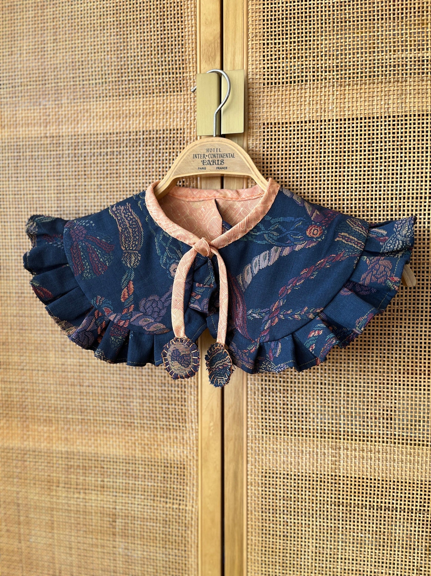 Vintage inspired Ruffled Detachable Collar - Made from Antique Tapestry Textiles