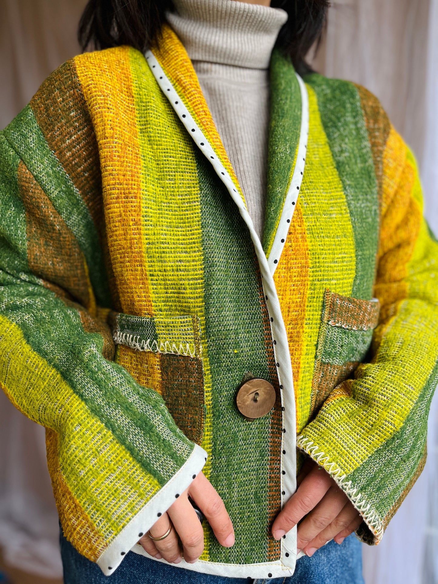 Repurpose vintage roadtrip wool blanket turns Jacket Blazer