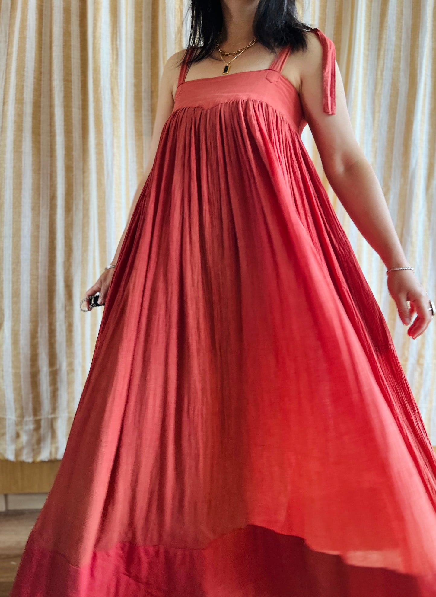 Torrid Coral Pink 70s cheesecloth full circle sundress