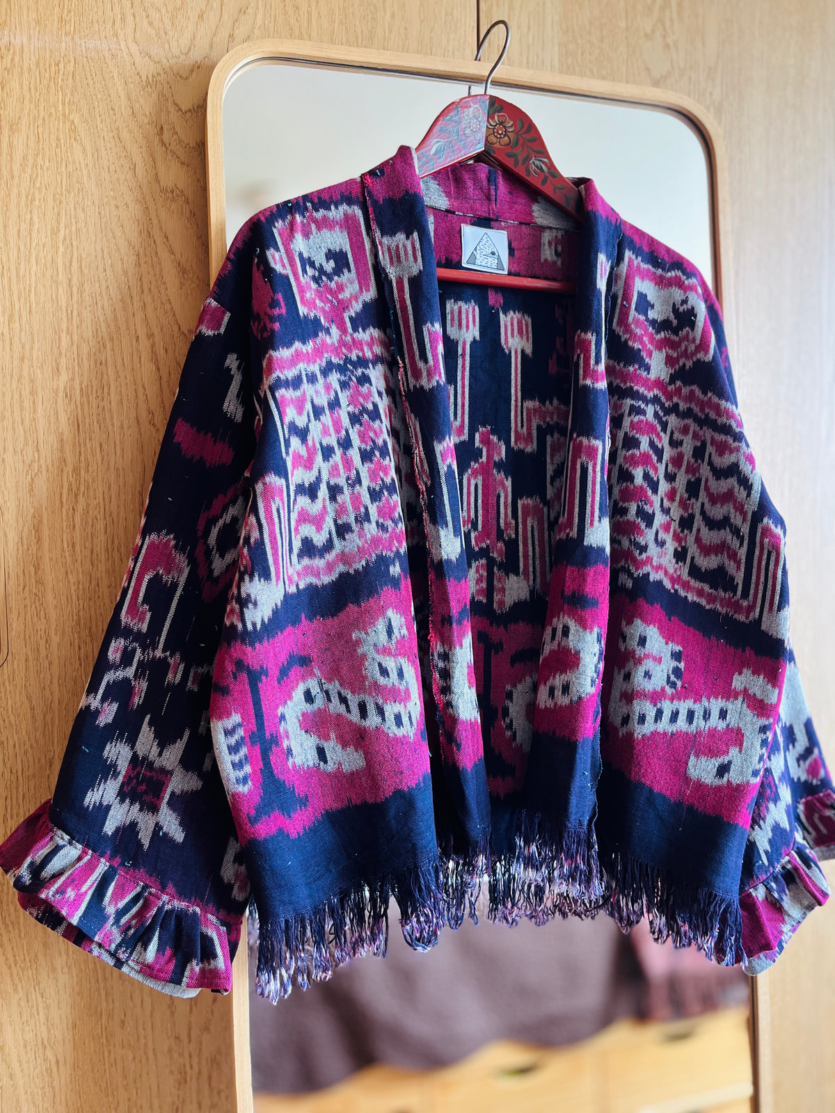 Vintage Ikat textile turns short duster