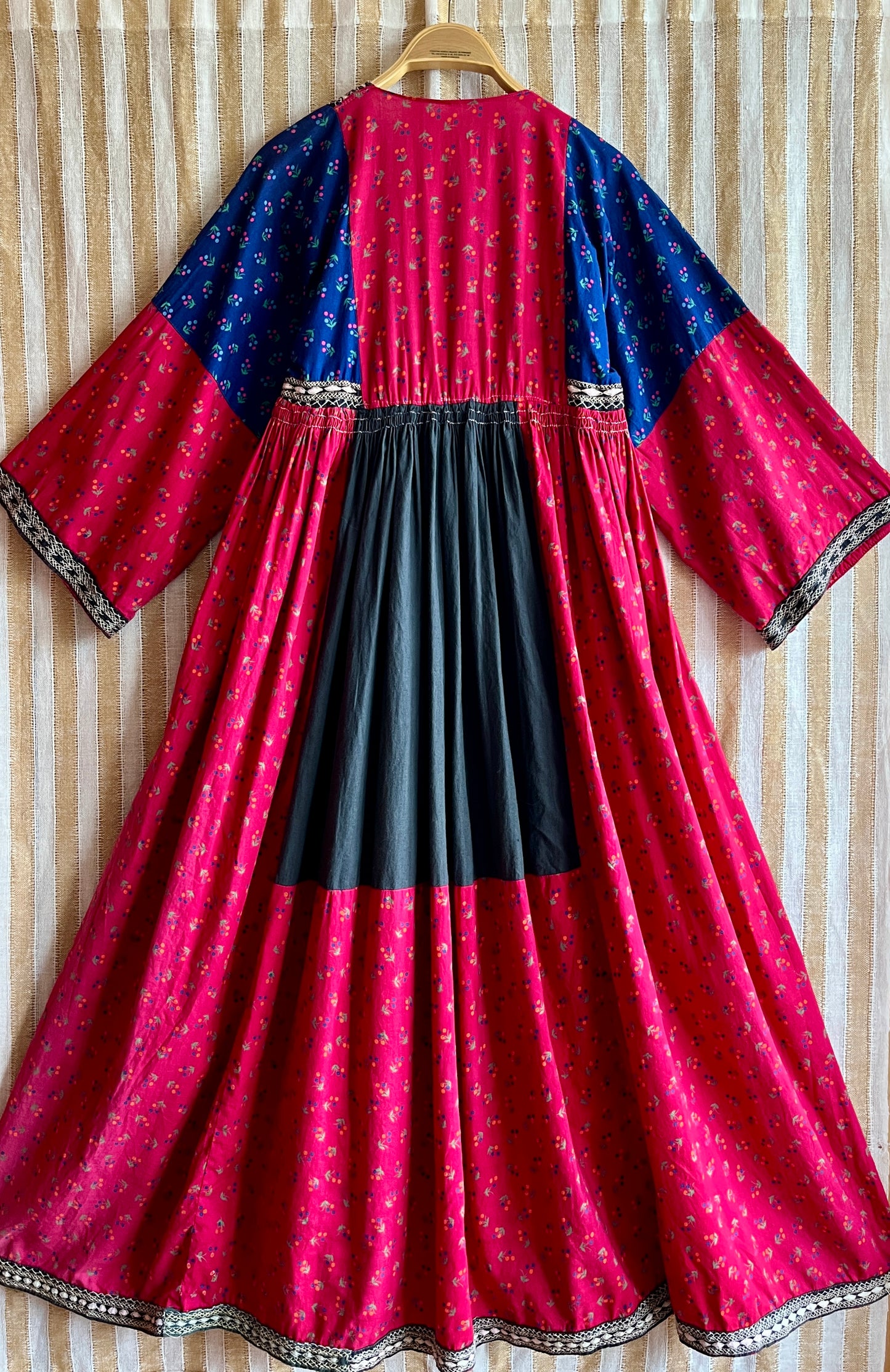 Afghan folk dress Smocking hand embroidery maxi dress
