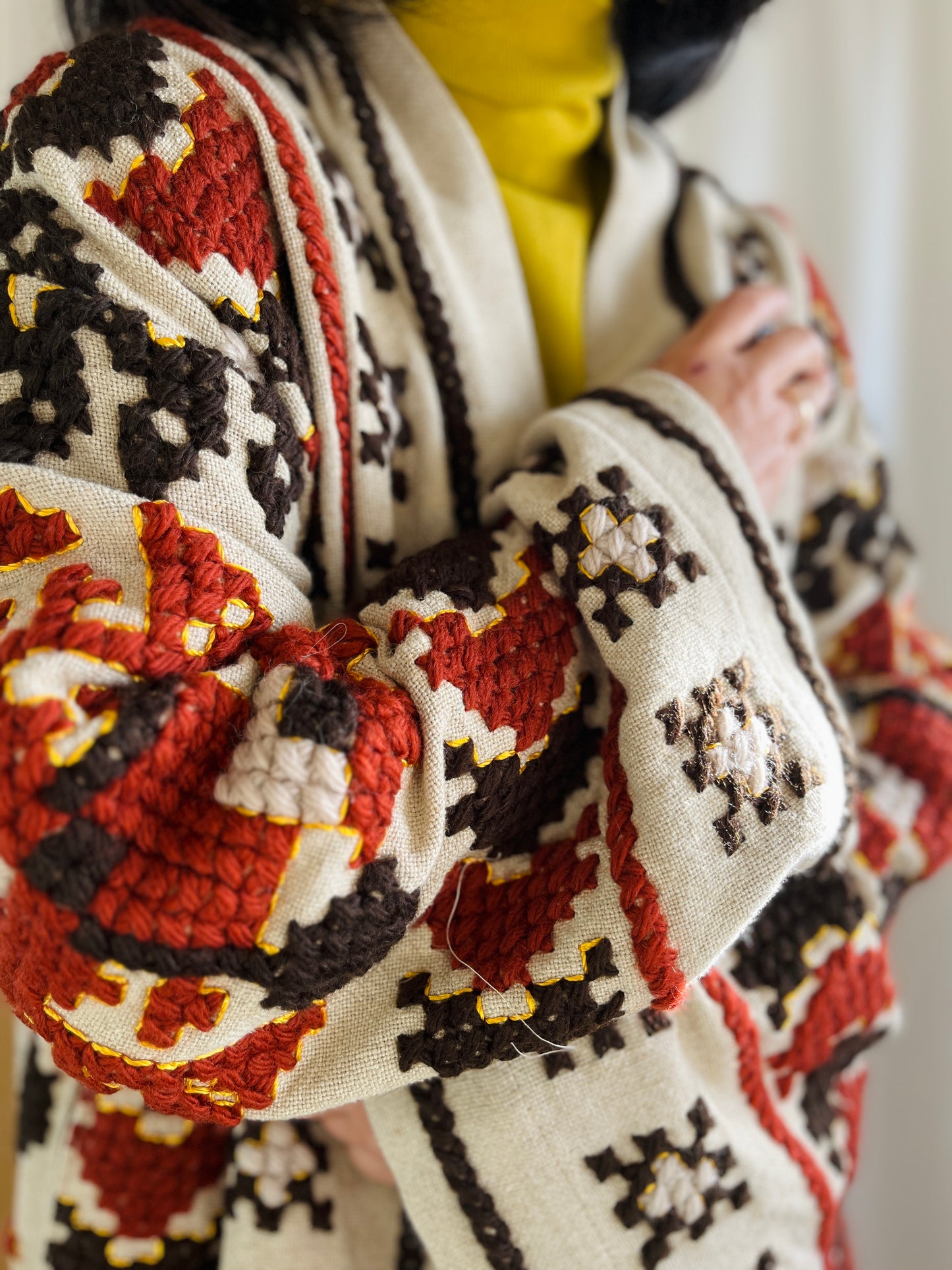 🎴 The witch coat I - Wool and Heavy linen embroidery Kimono