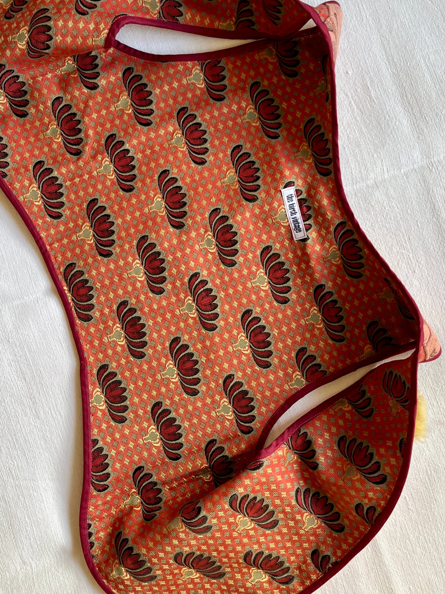 Sweater Gilet made from Vintage tapestry and shearling scraps