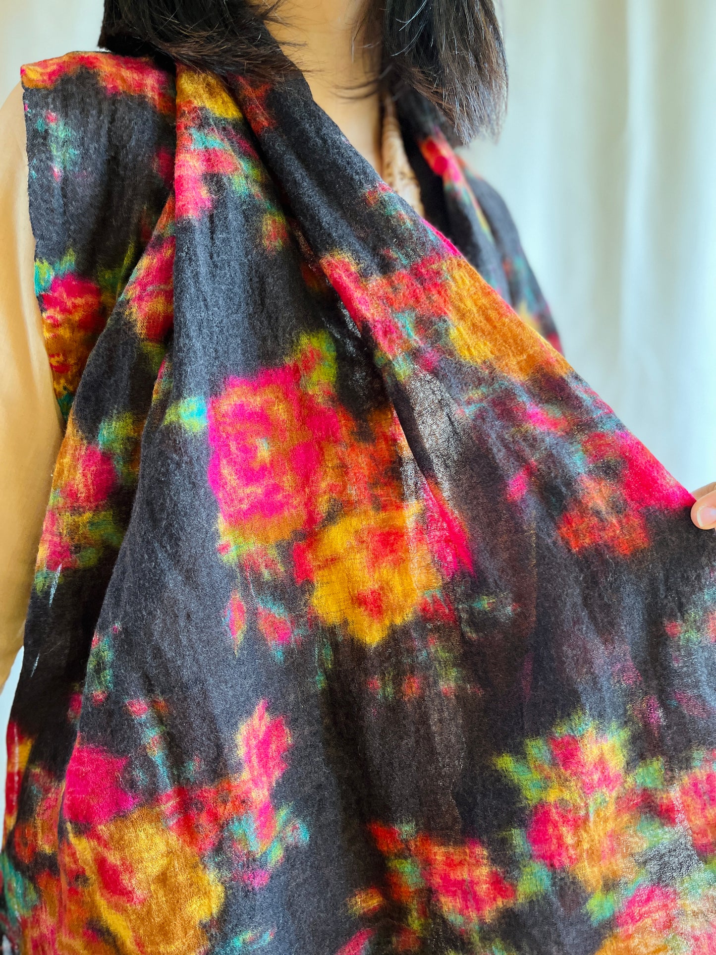 Vintage loose Weaved Wool Shawl Long Rectangular Scarf