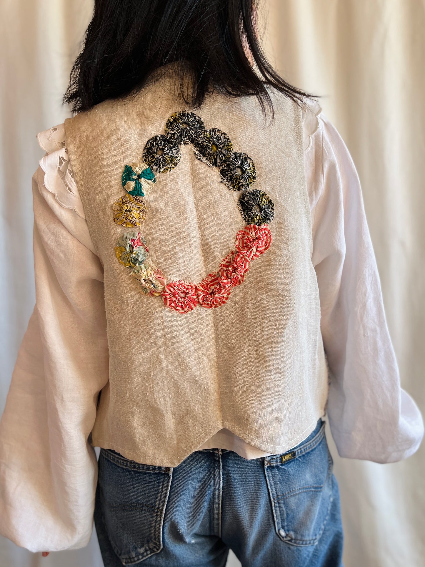 Antique Yo-Yo quilted waistcoat