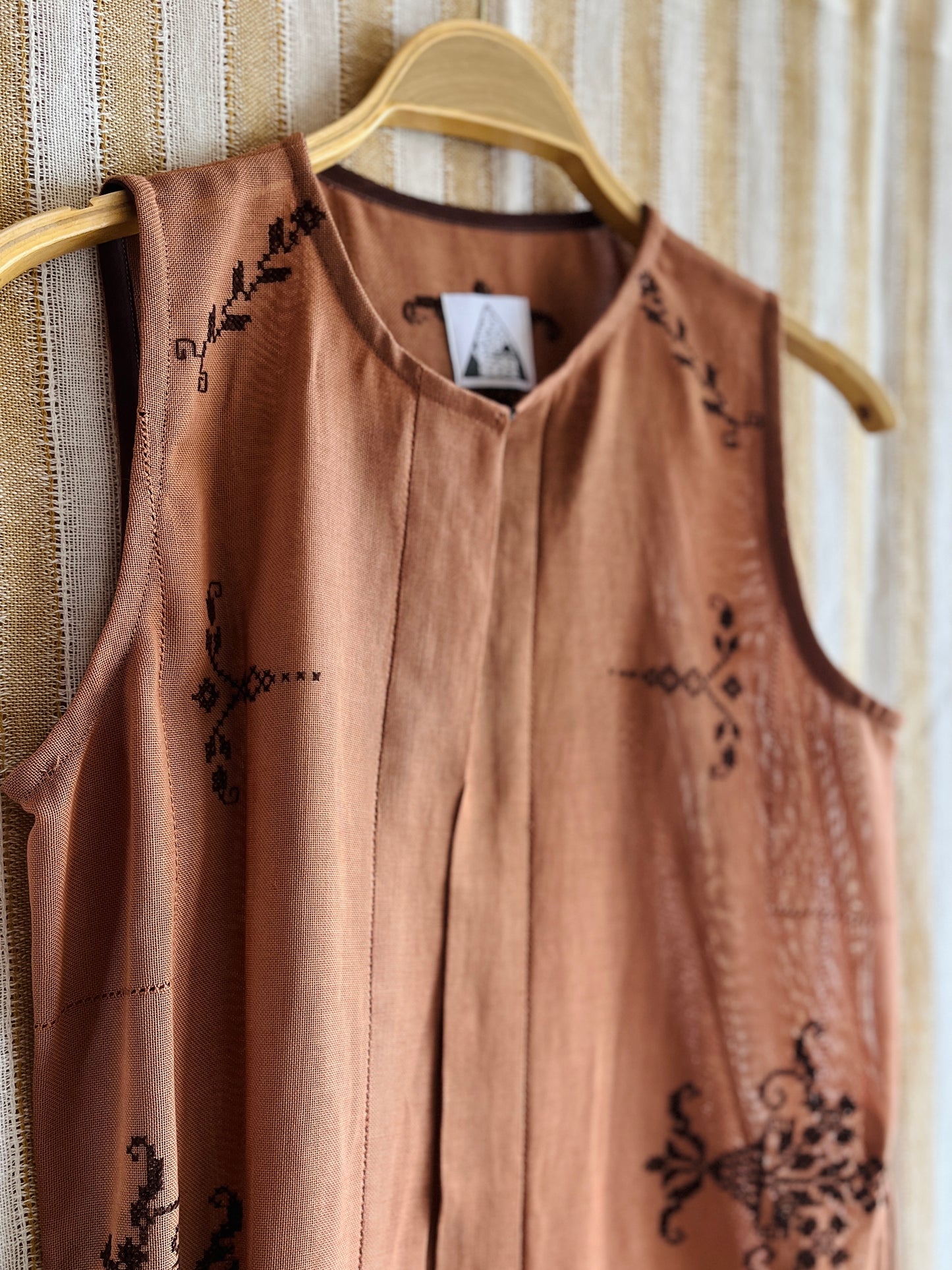 Sheer cotton long vest