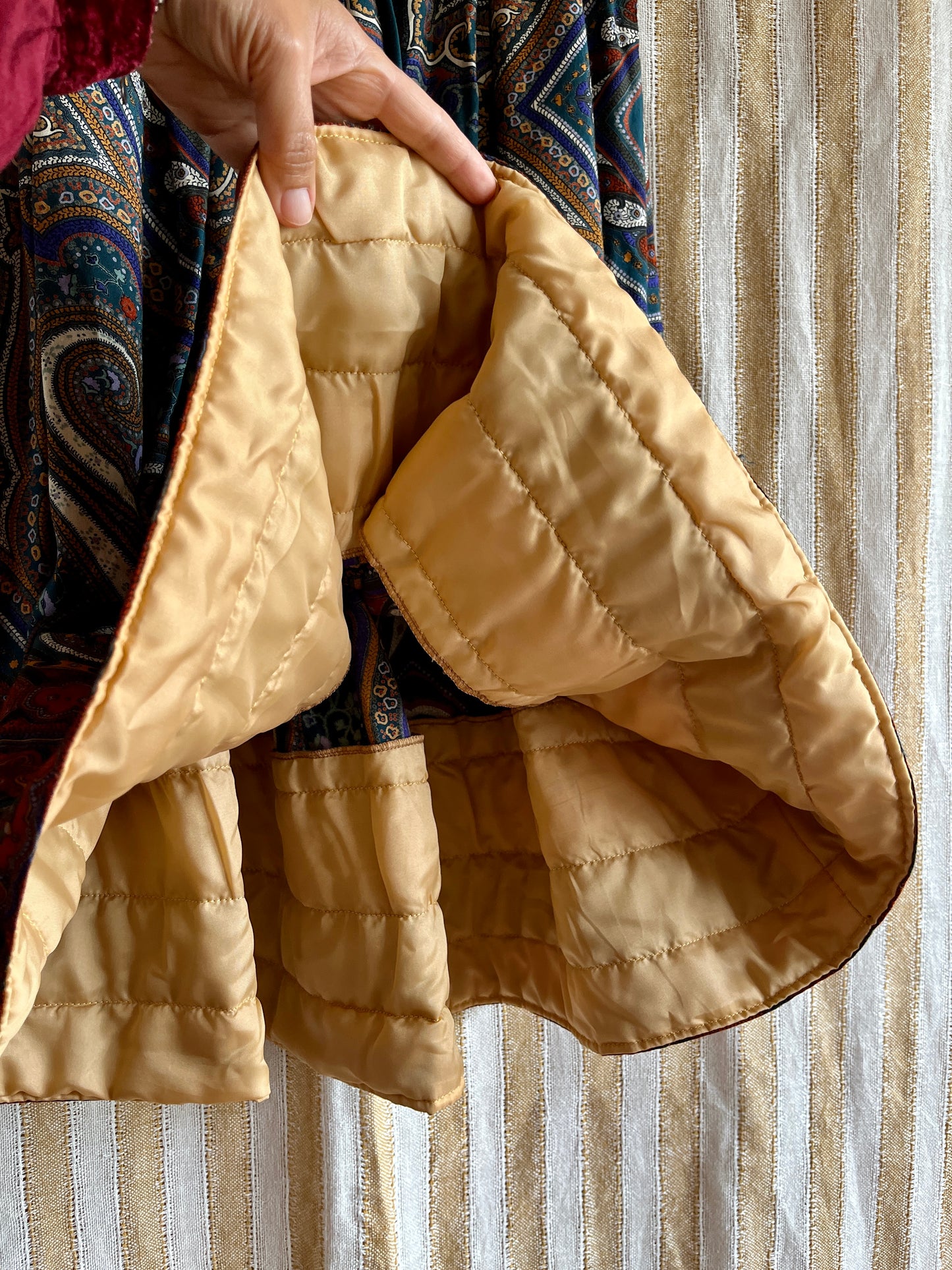 Handmade vintage 70s Bottom Quilted A-line Skirt