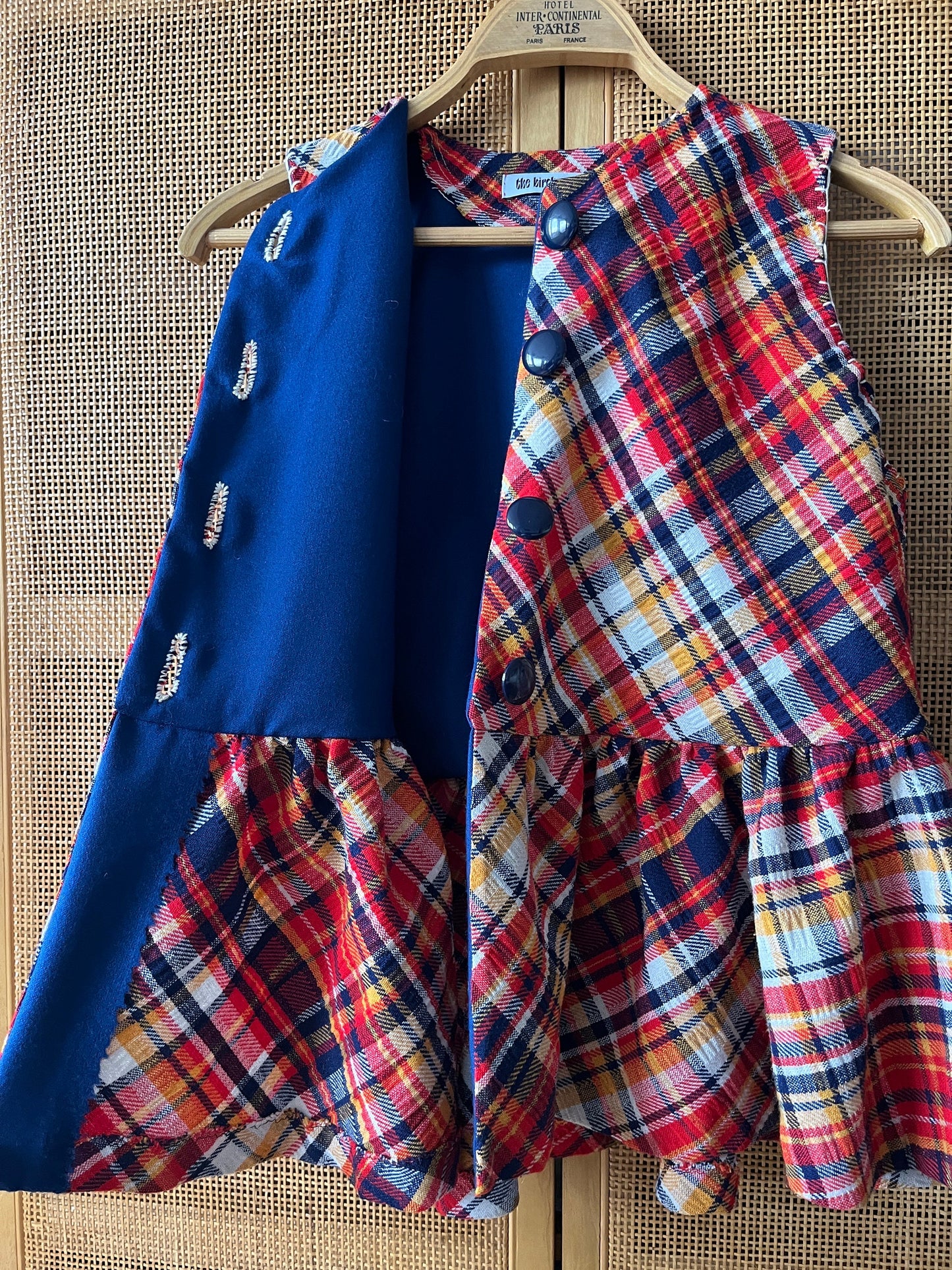 Repurposed Woven Skirt turns 60s pleated vest Waistcoat