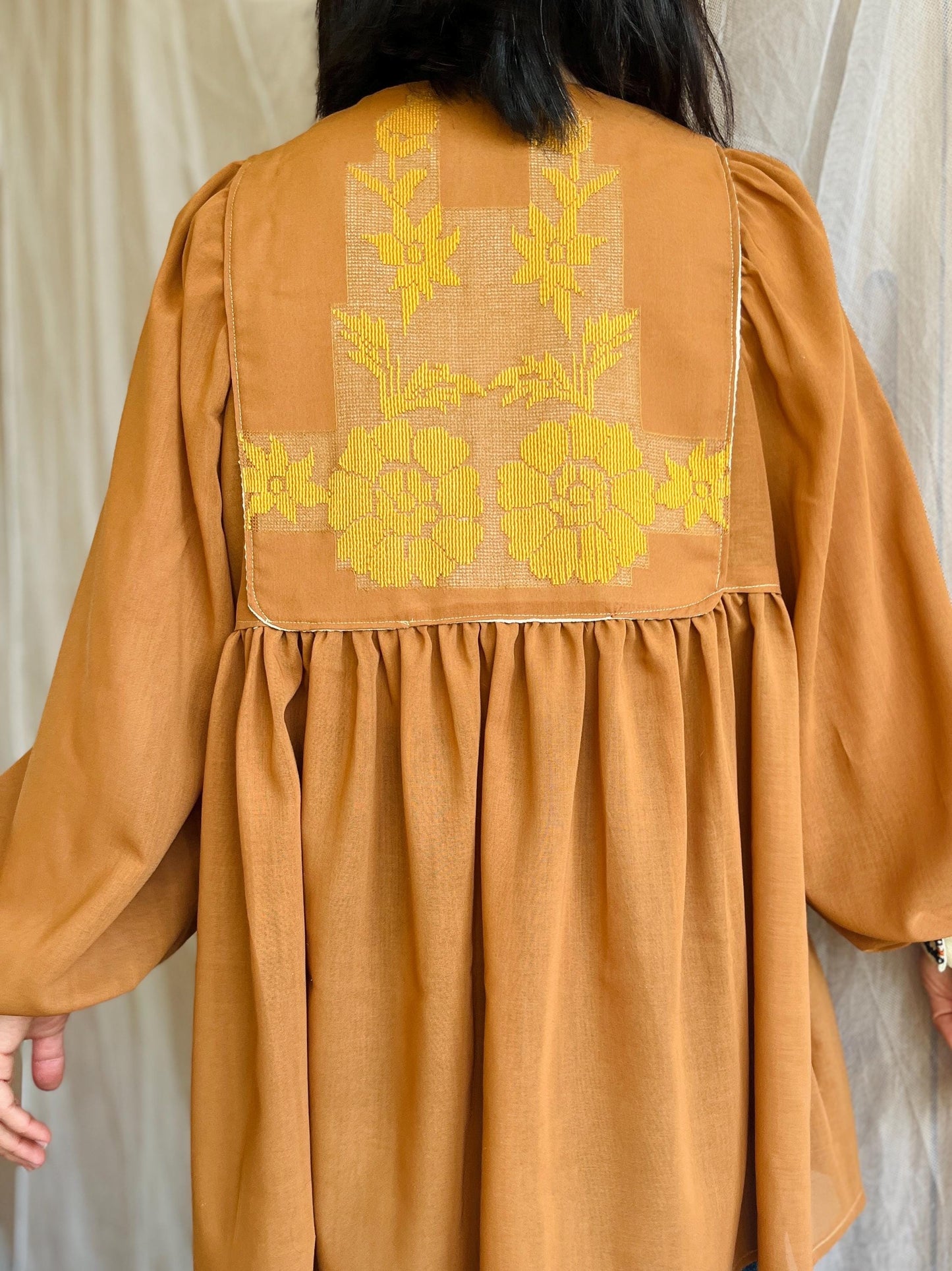Ancient hand embroidered tablecloth Goddess Dress
