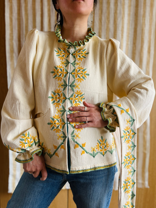 Waffle Cotton Spring Jacket with Matching Belt