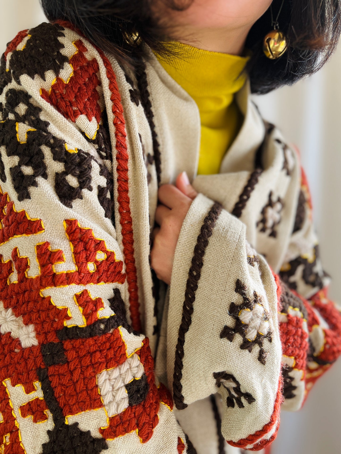 🎴 The witch coat I - Wool and Heavy linen embroidery Kimono