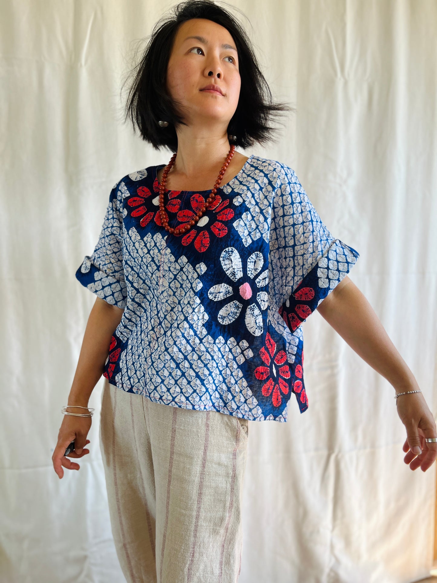 ✨ Ancient Japanese Shibori Tie dye boxy top