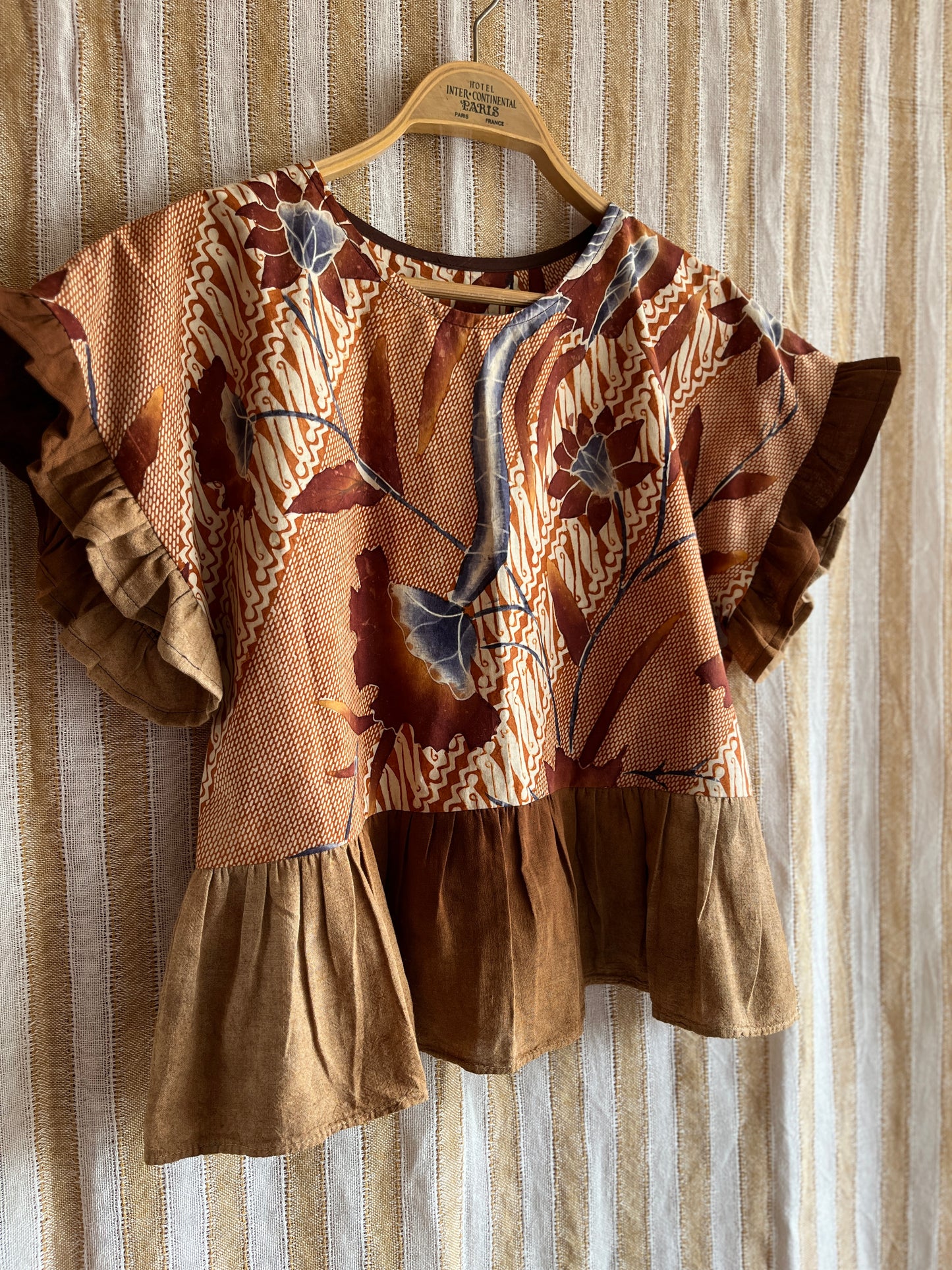 Vintage Batik and berry farmer cheesecloth dolly top