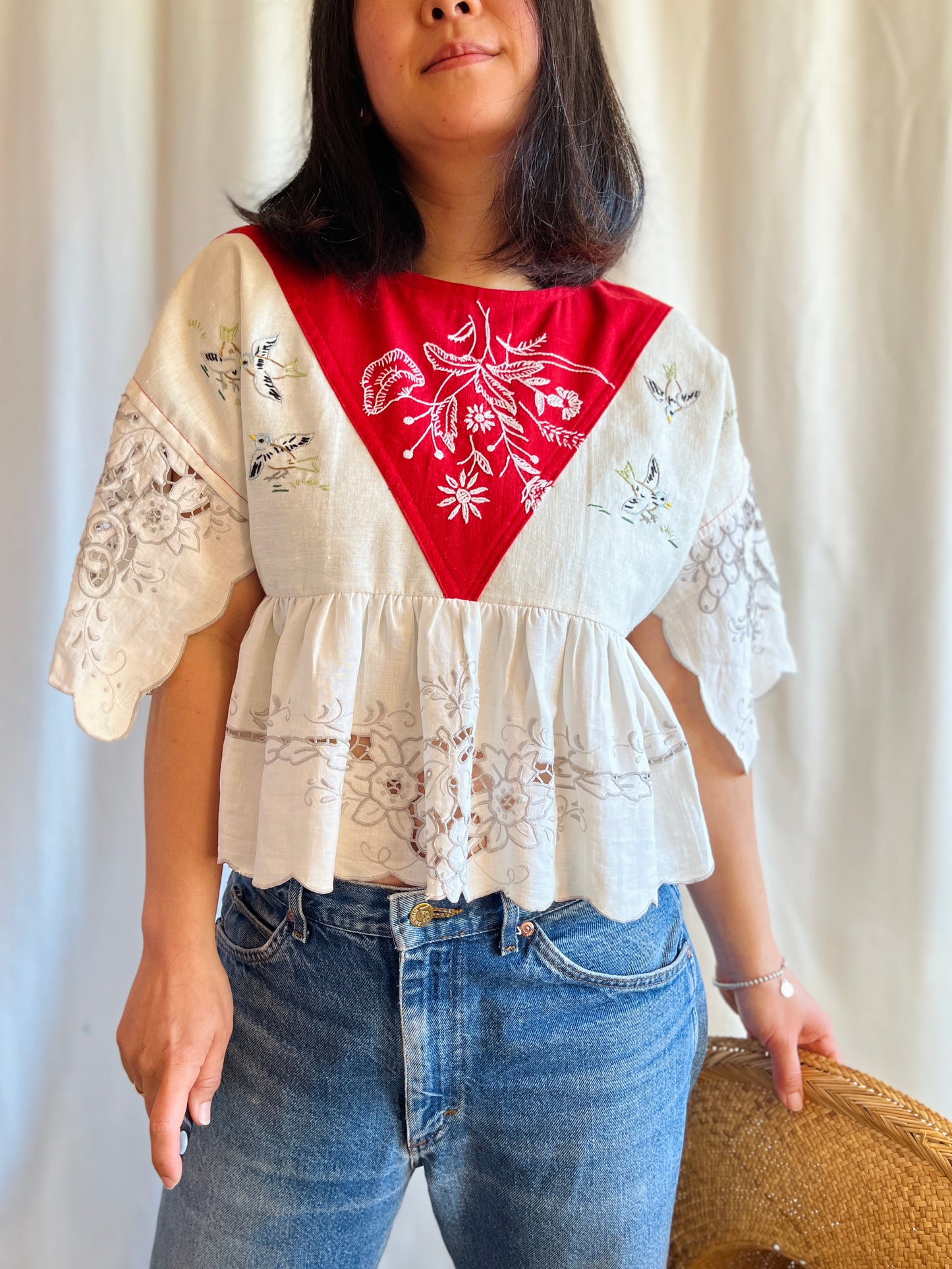 Little birdies patchwork Dolly Blouse