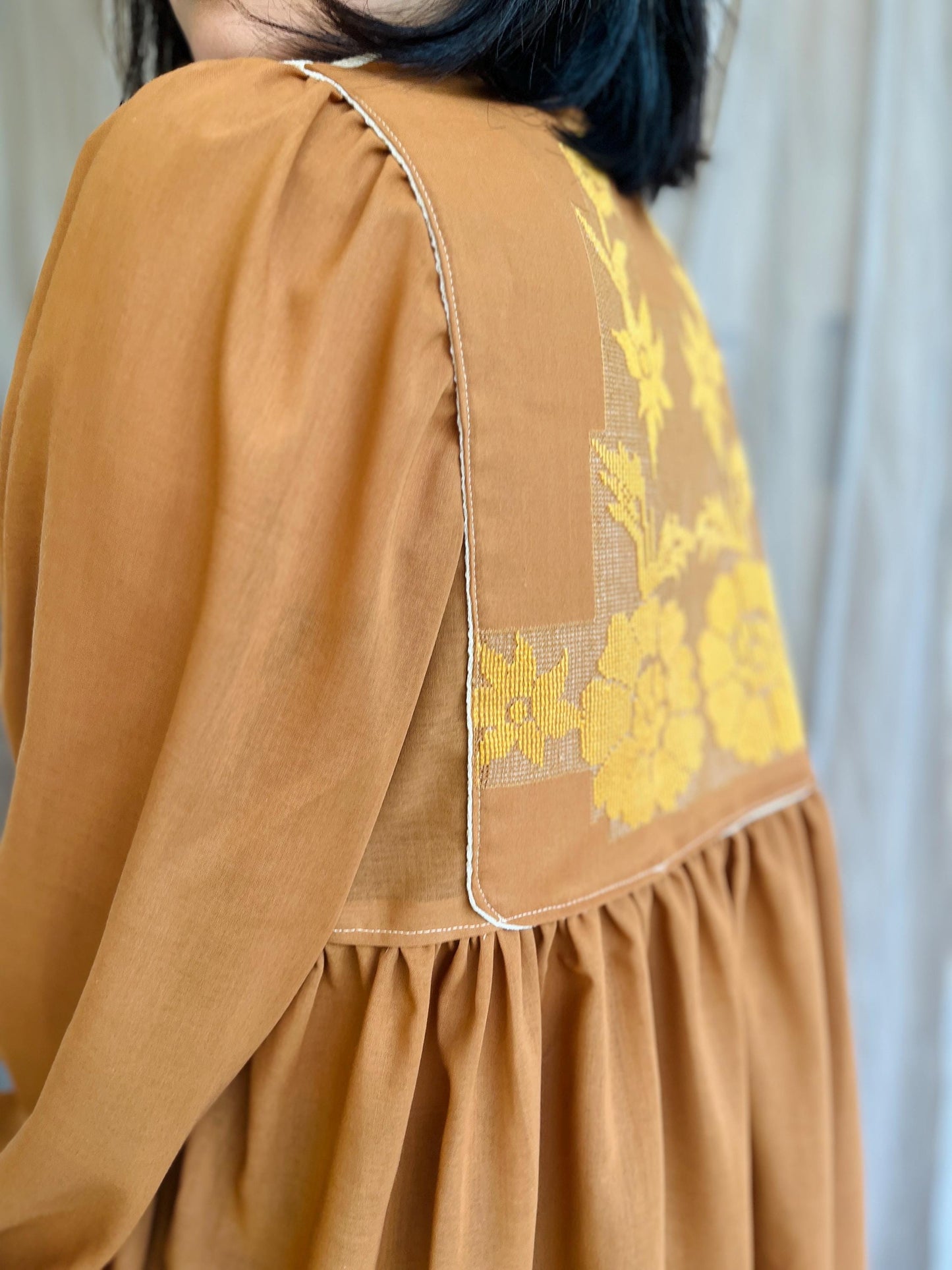Ancient hand embroidered tablecloth Goddess Dress