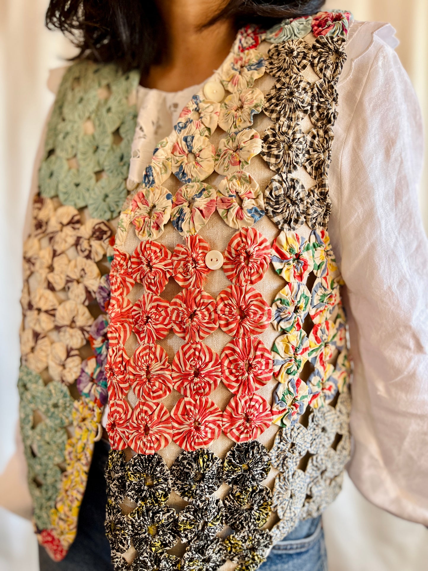 Antique Yo-Yo quilted waistcoat