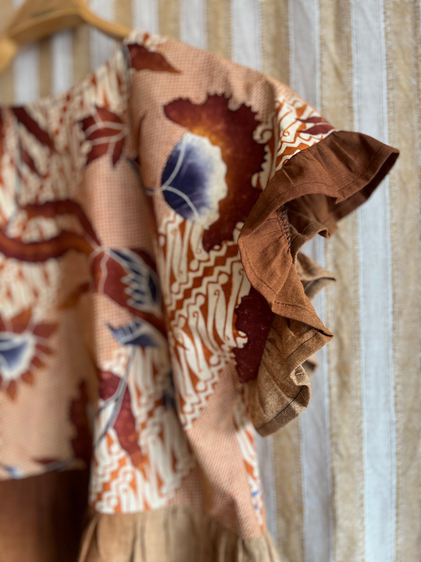 Vintage Batik and berry farmer cheesecloth dolly top