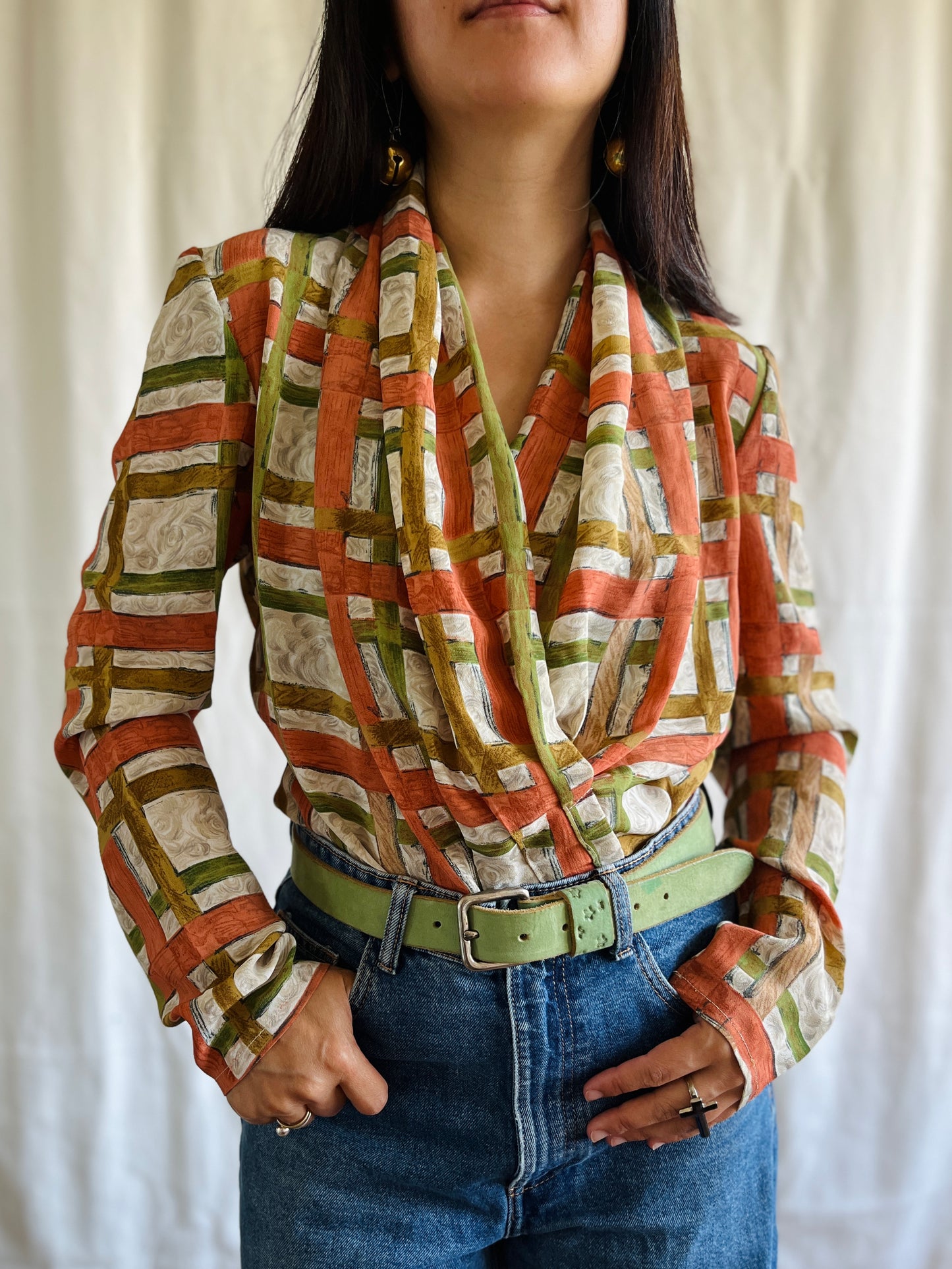 Secretary Blouse Open chest Viscose Top