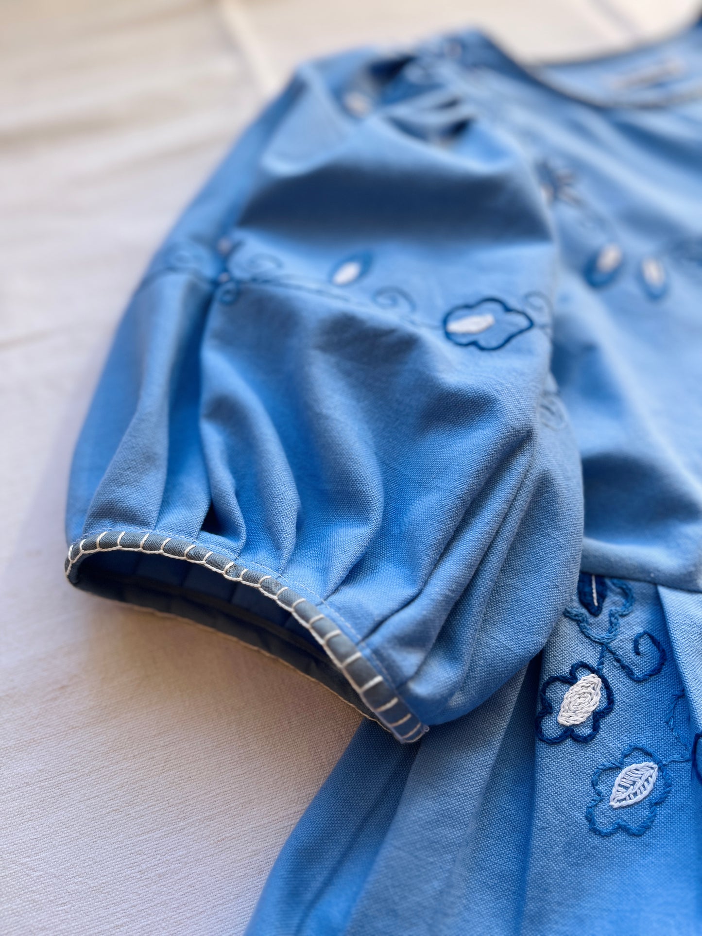 Hand Embroidered Blue Daisy Dolly tunic