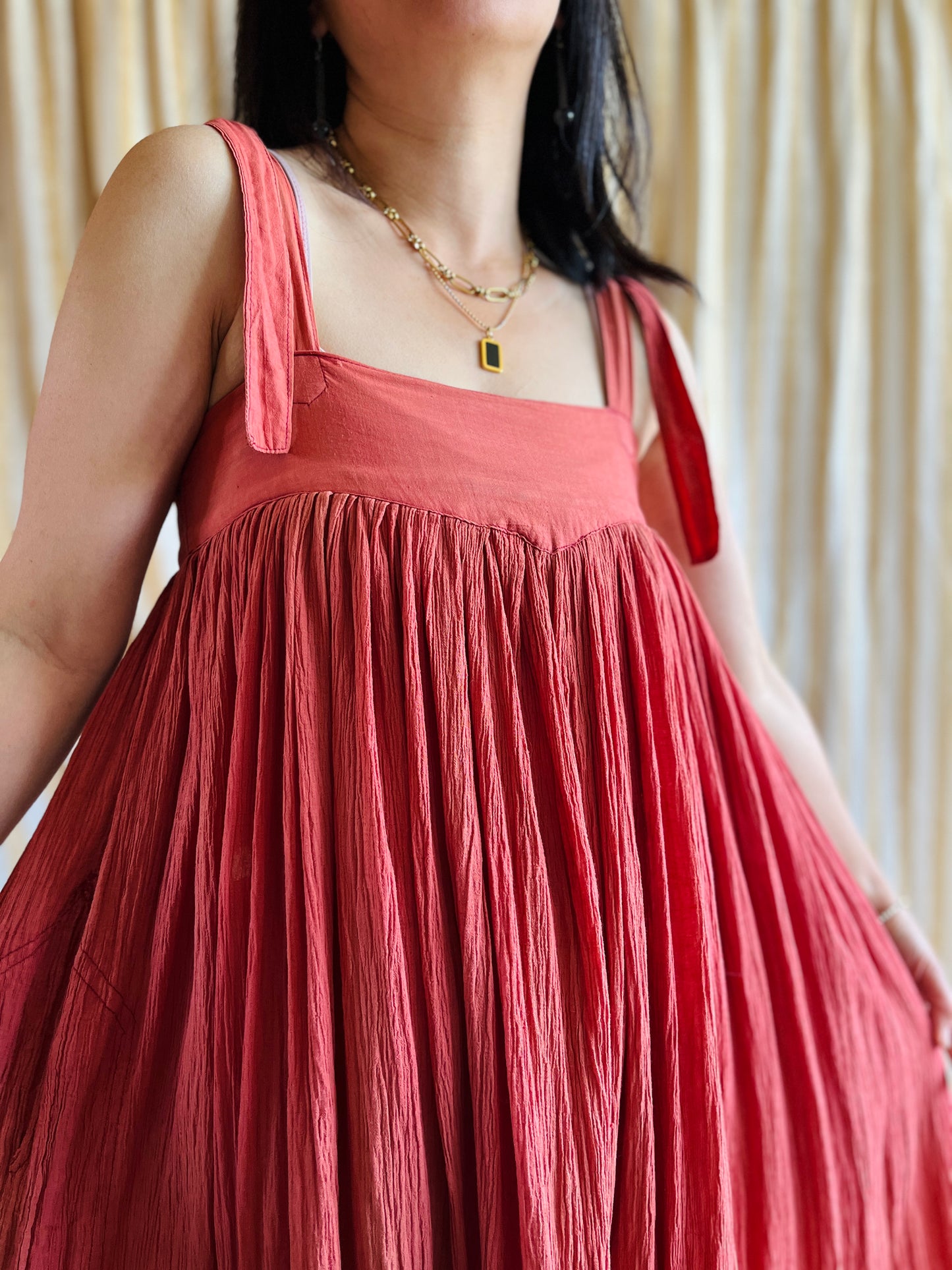 Torrid Coral Pink 70s cheesecloth full circle sundress