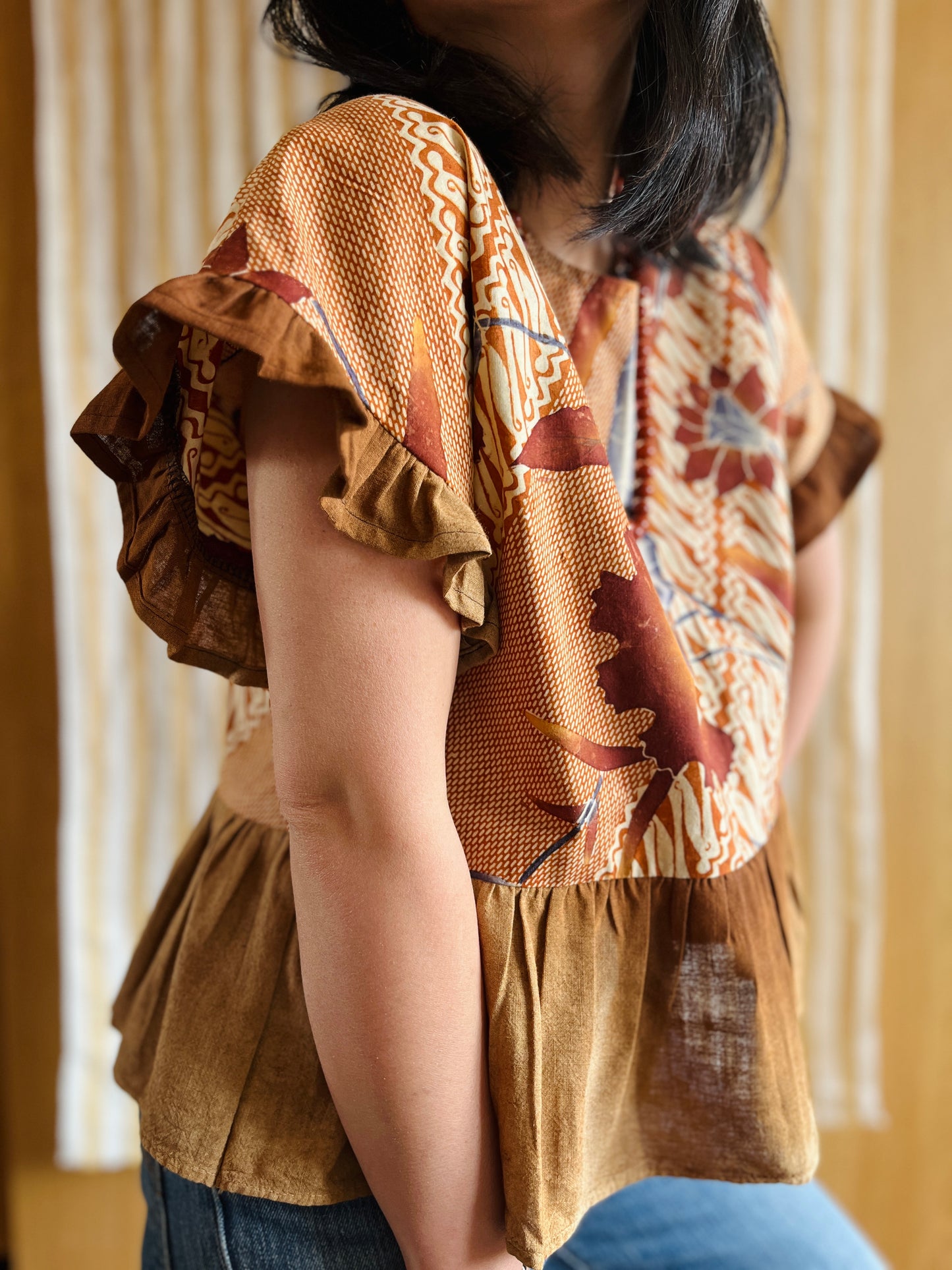 Vintage Batik and berry farmer cheesecloth dolly top