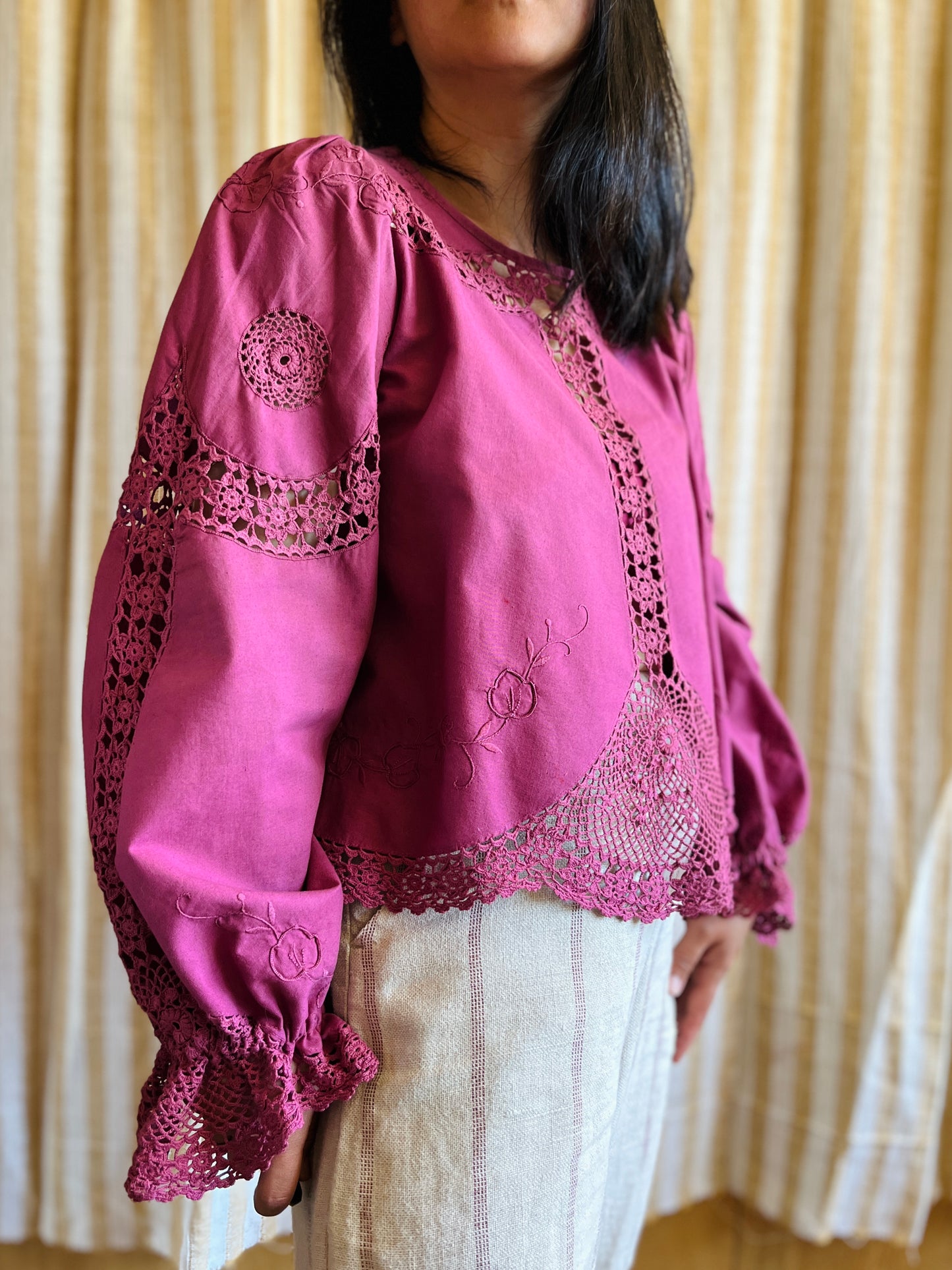 Passion Dyes - Circular crochet blouse in Red Wine