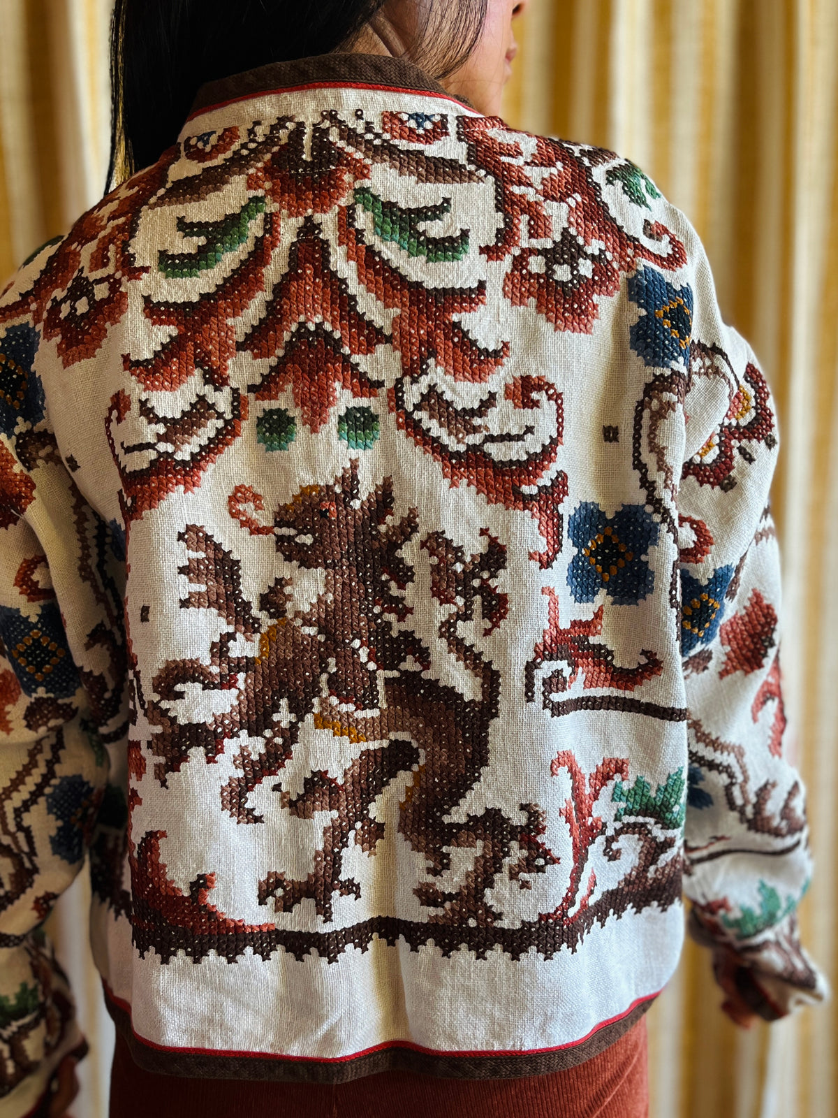 Ancient Wild Dragon Embroidered Bomber Jacket