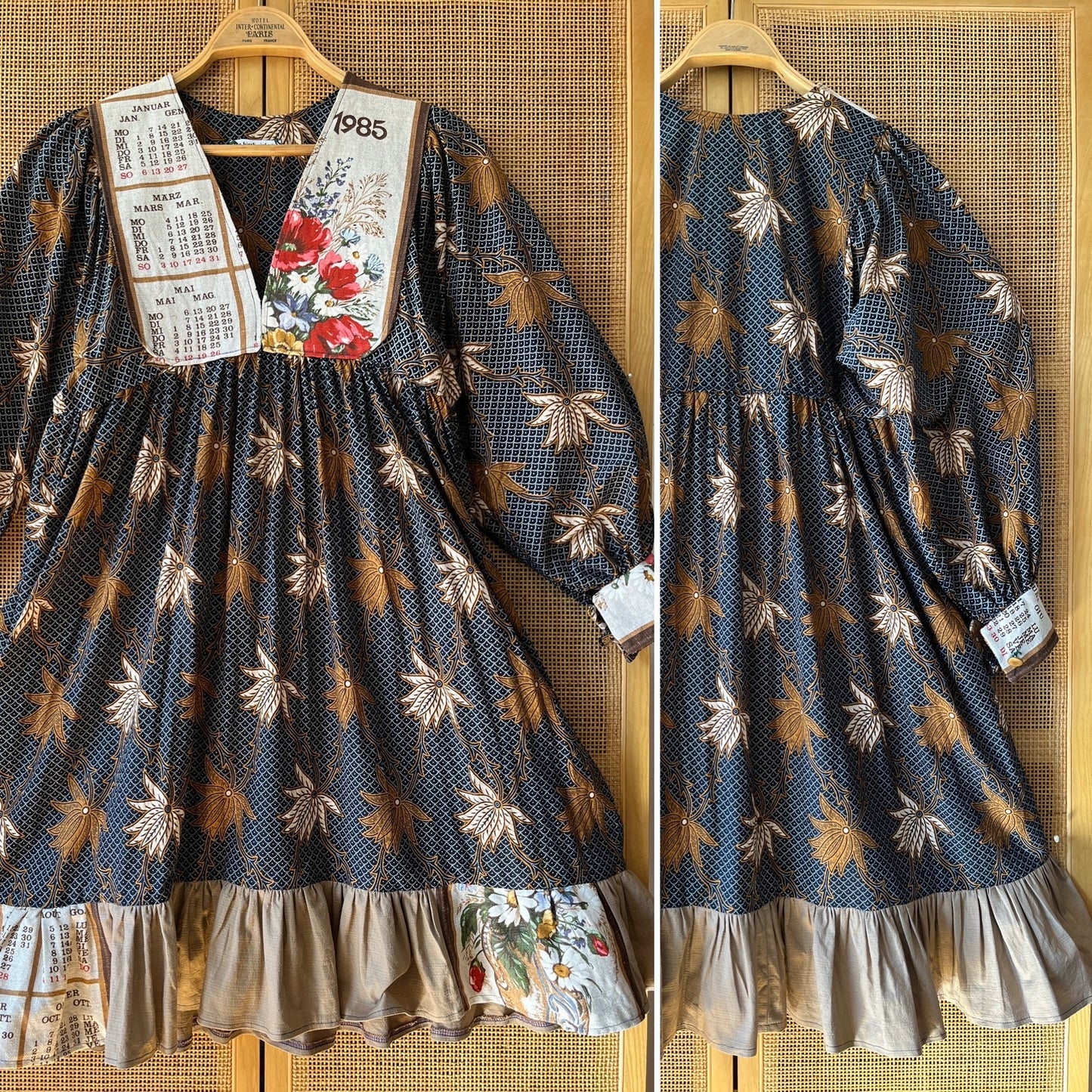 1985 Calendar Linen vintage batik Goddess Dress