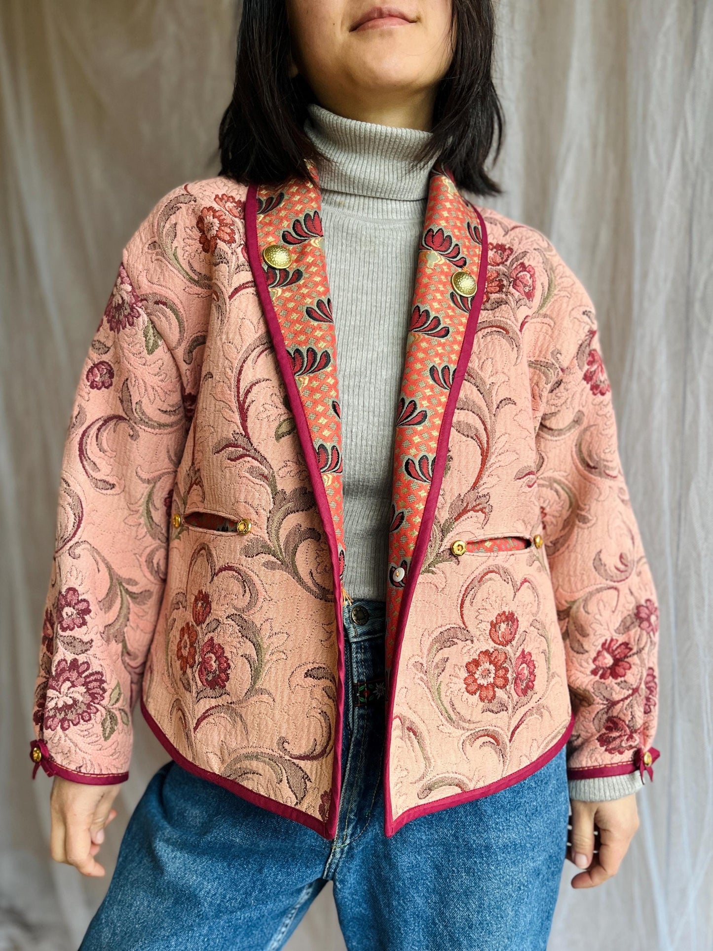 Repurpose vintage tapestry jacket