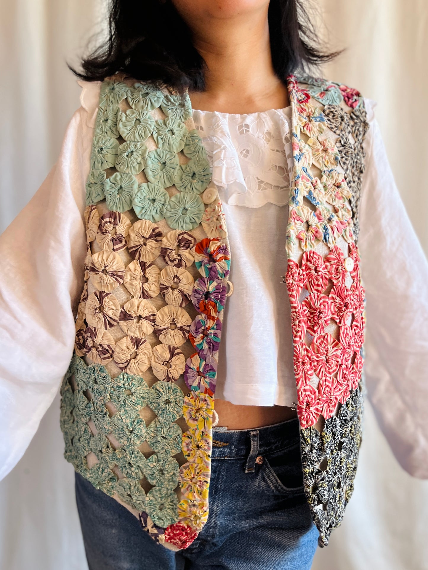 Antique Yo-Yo quilted waistcoat