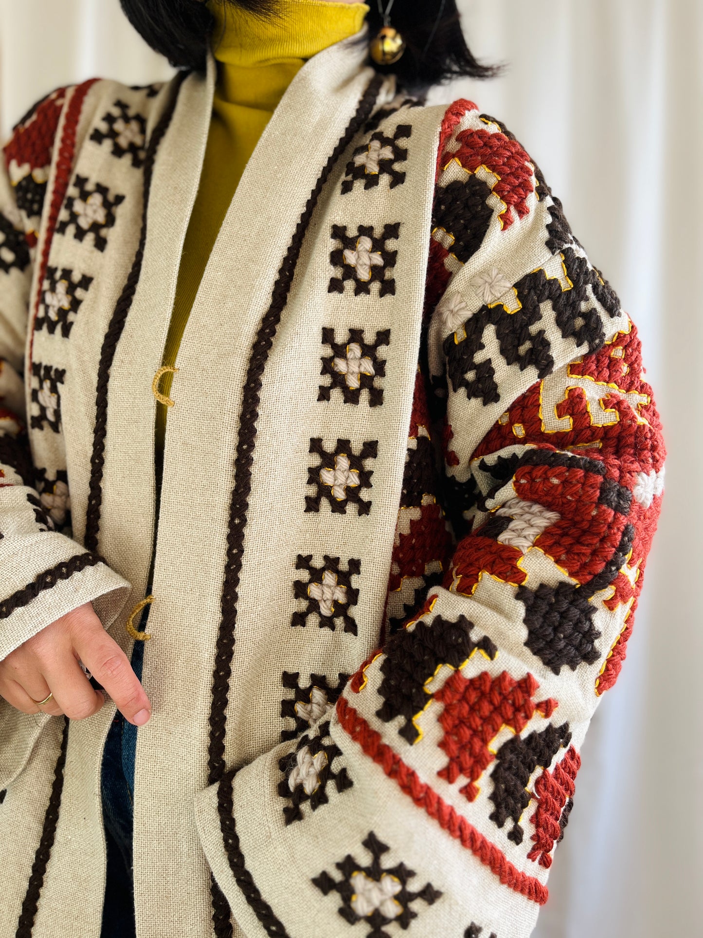 🎴 The witch coat I - Wool and Heavy linen embroidery Kimono