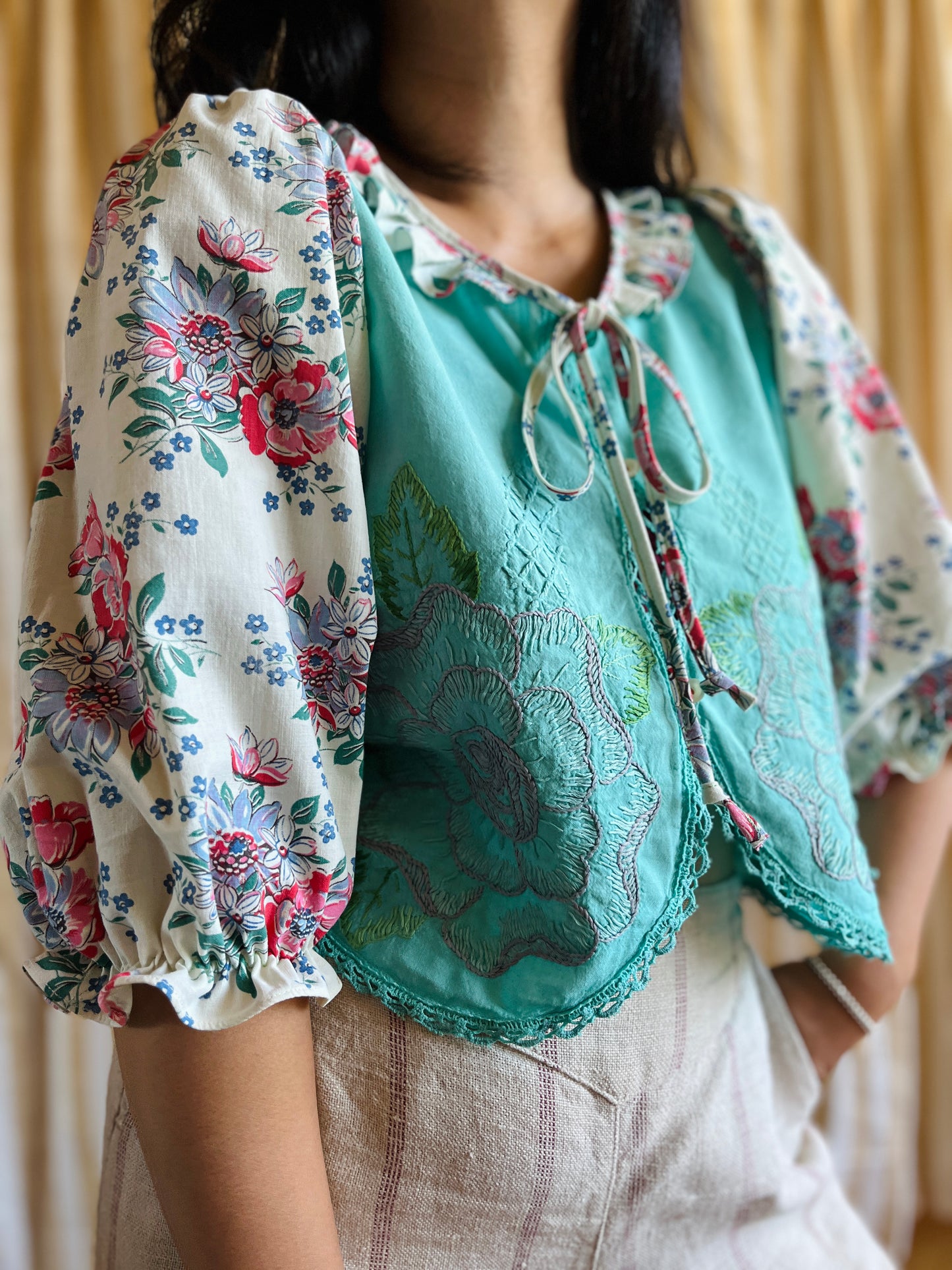 Passion Dyes - turquoise ruffle blouse