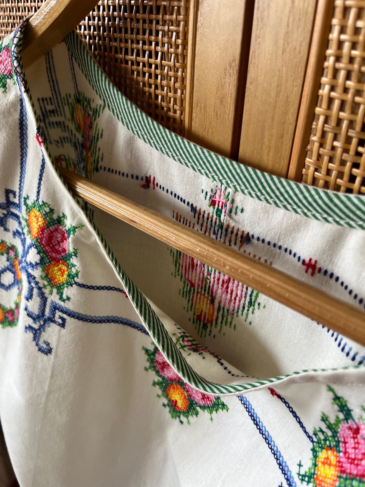 Thursday Blouse (Petite) - Repurpose from vintage hand embroidered table linen