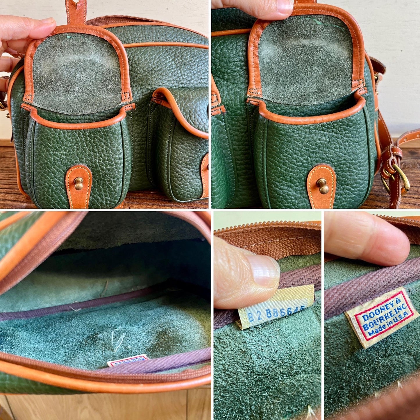 Double Pockets R85 Explorer Crossbody Purse (Fir Green/British Tan)