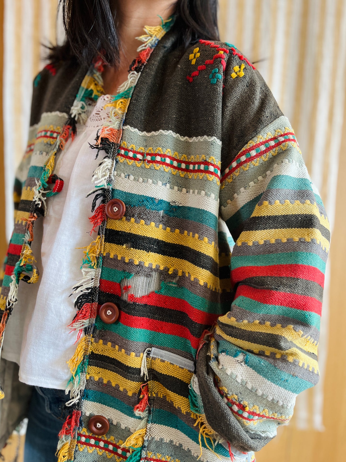 Antique Turkish Kilim Rug turns Jacket