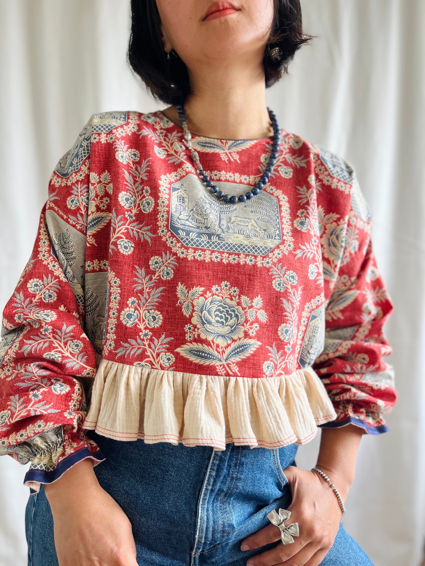 🏵️ Antique French Textile Dolly Top