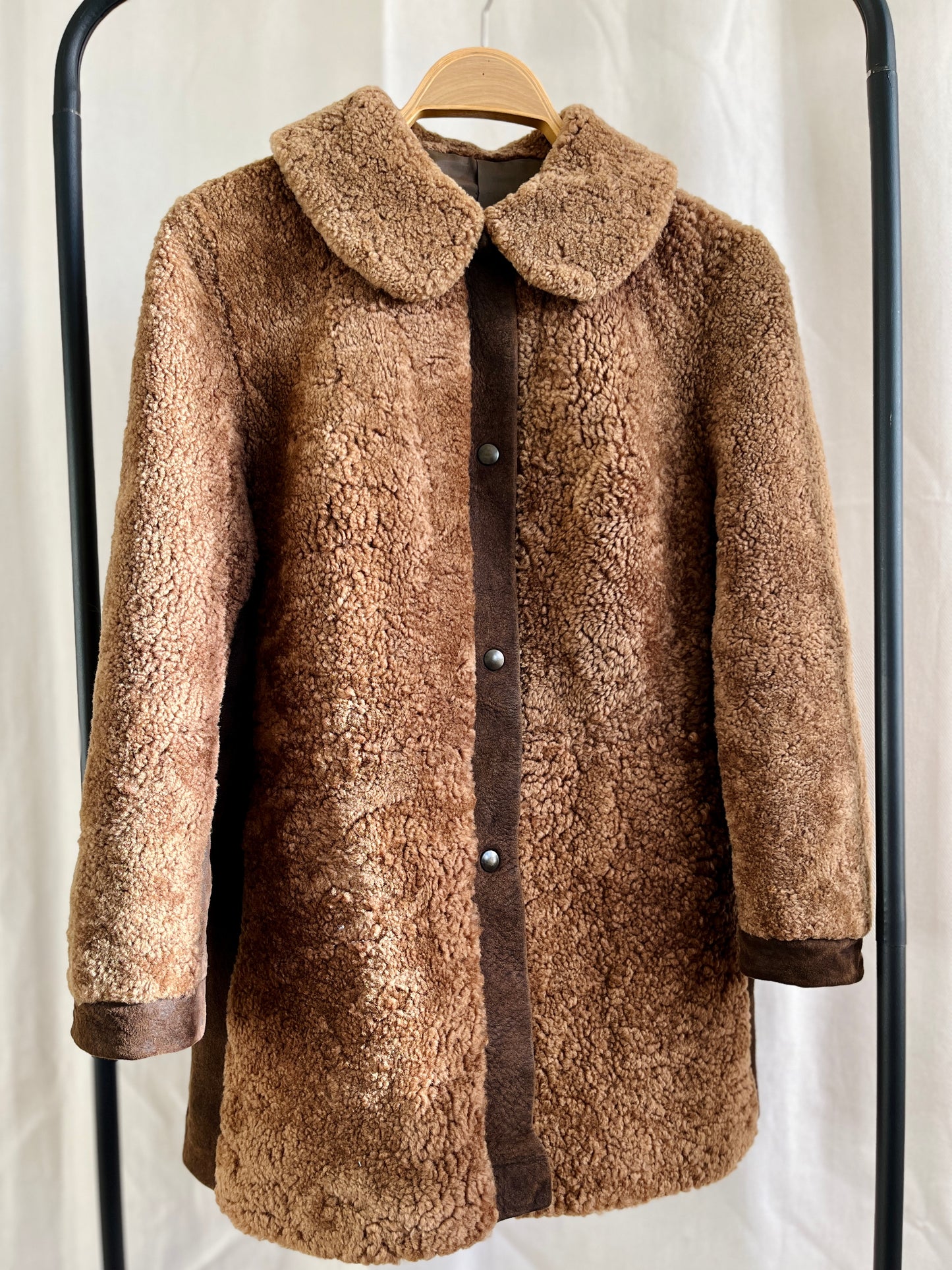 Stunning 70s Vintage Teddy Brown Shearling lambswool fur Coat