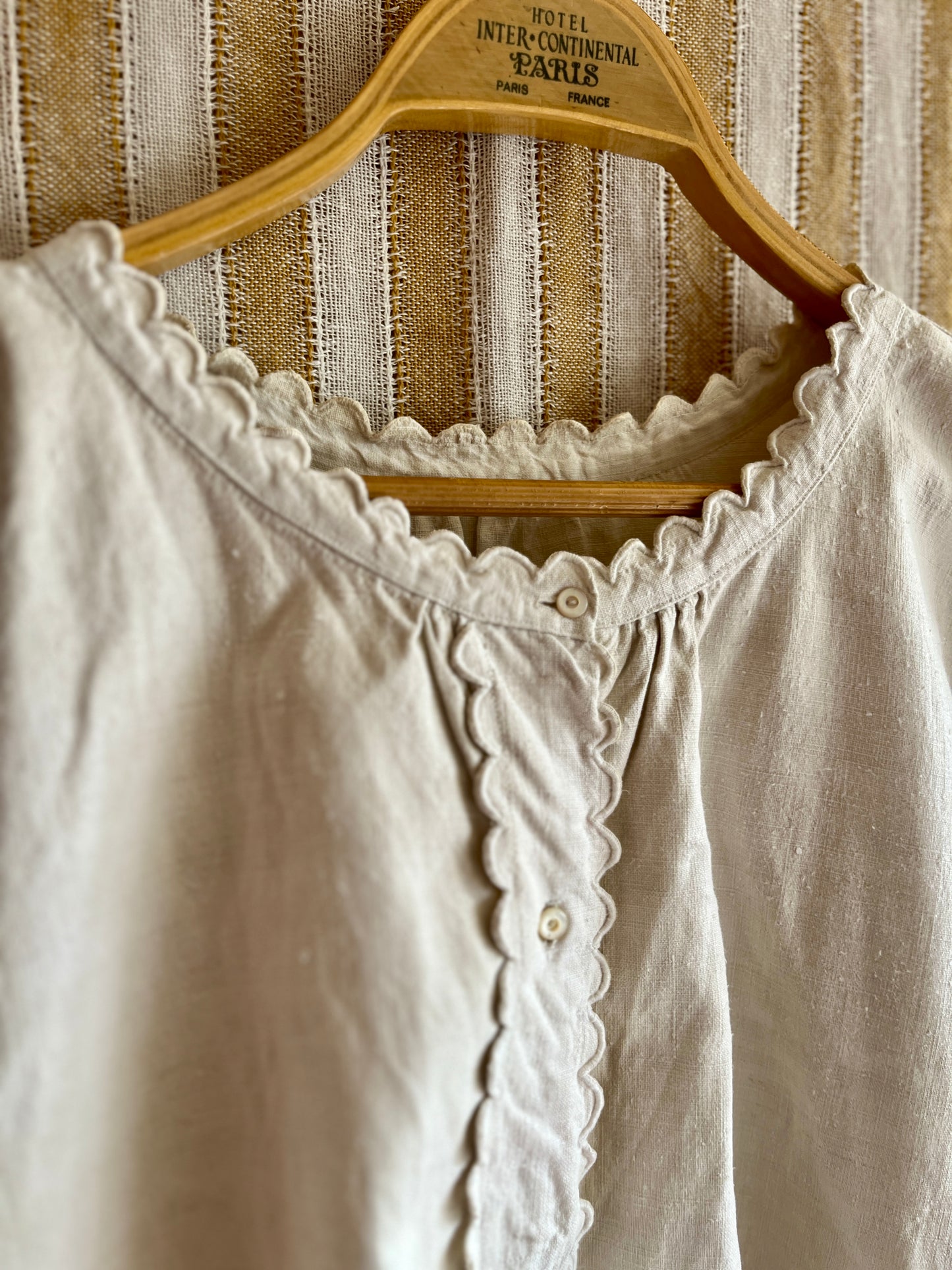 19th Century French Nightgown Turns pleated tunic