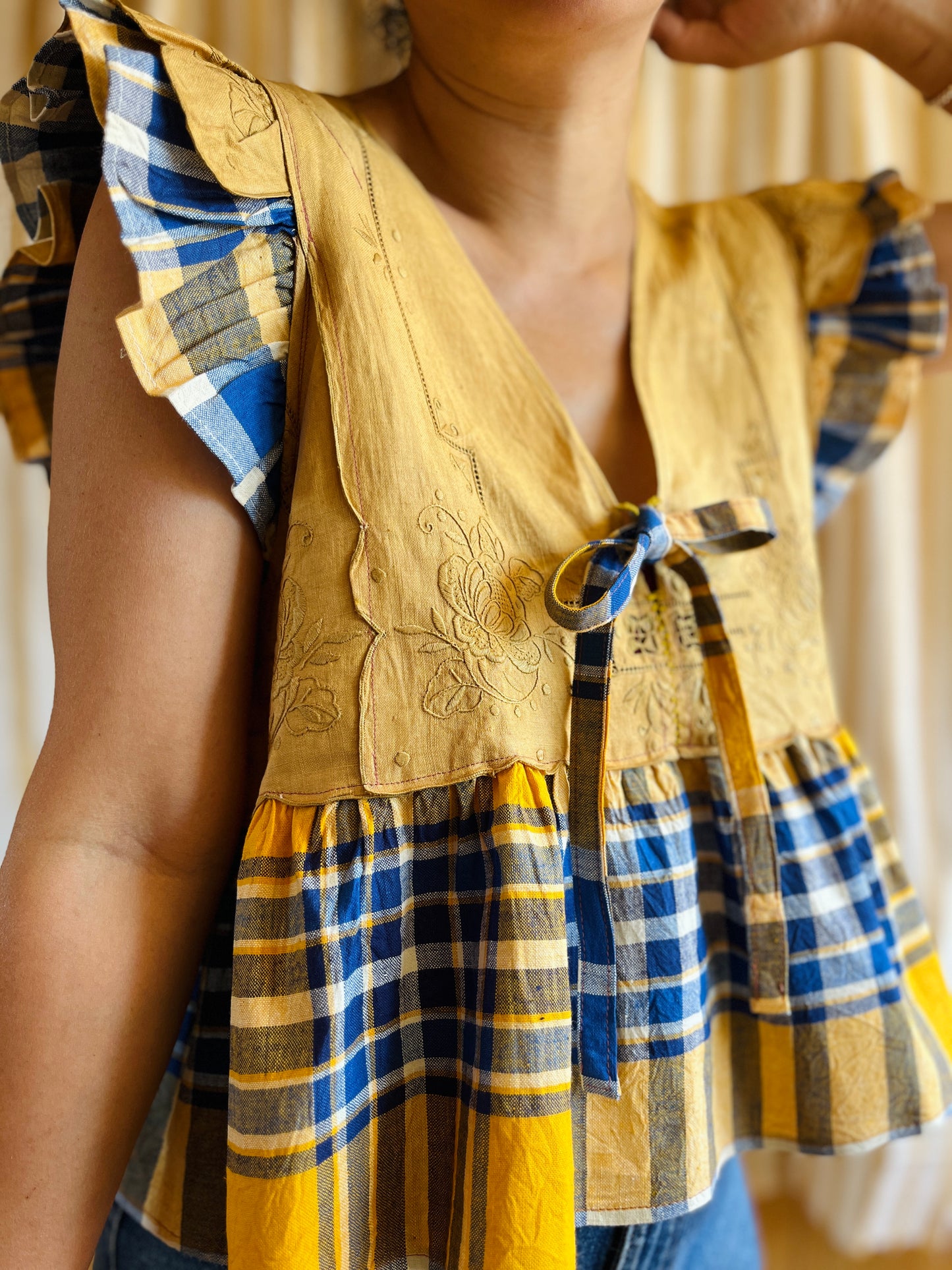 Passion Dyes - Gold gingham double ruffled Dolly