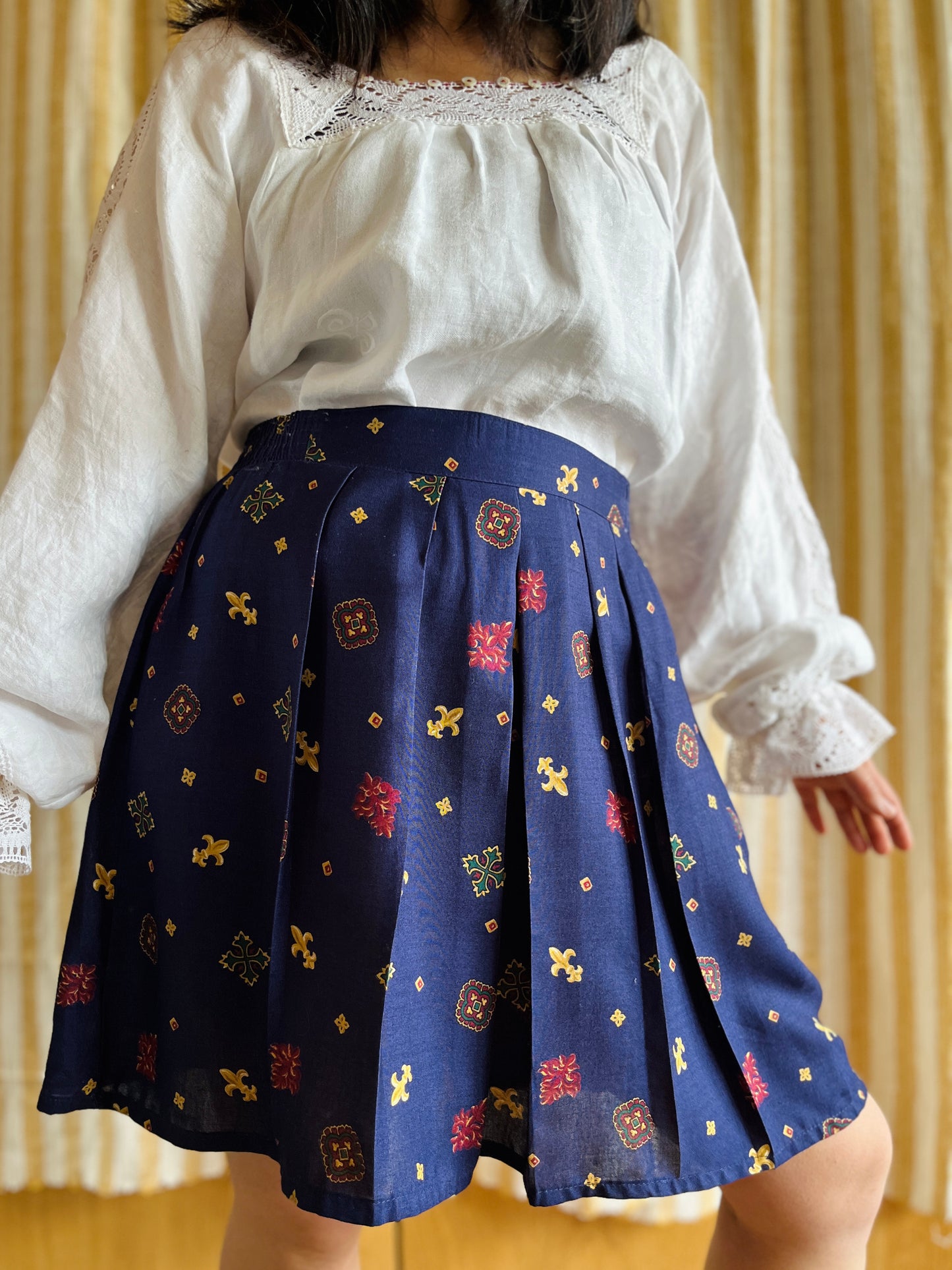 Vintage 90s Rayon Tennis Pleated Skirt